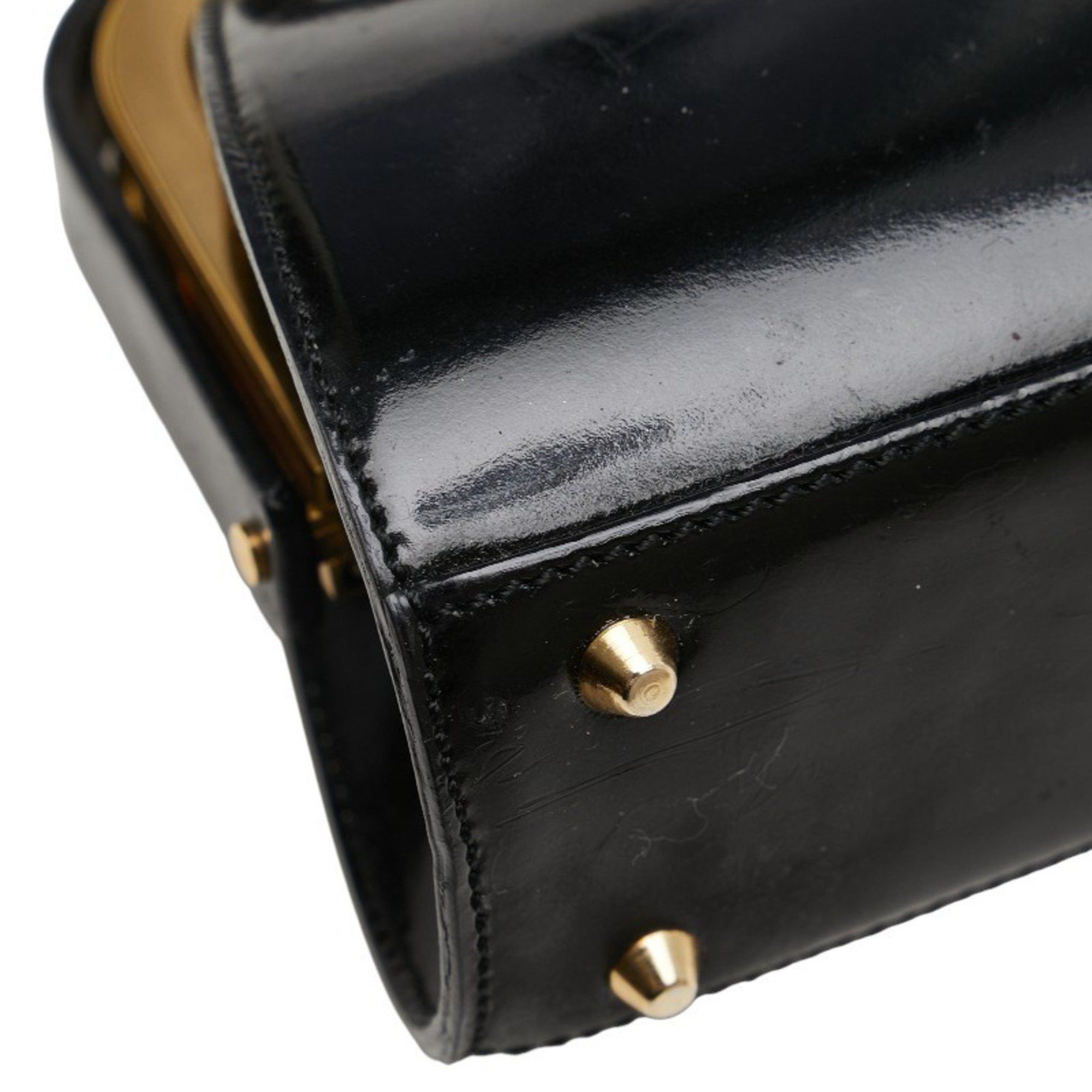 Dior Christian Dior Dior handbag/shoulder bag, 2-way, black and gold patent leather, women's. Size ONE SIZE - 5 Thumbnail