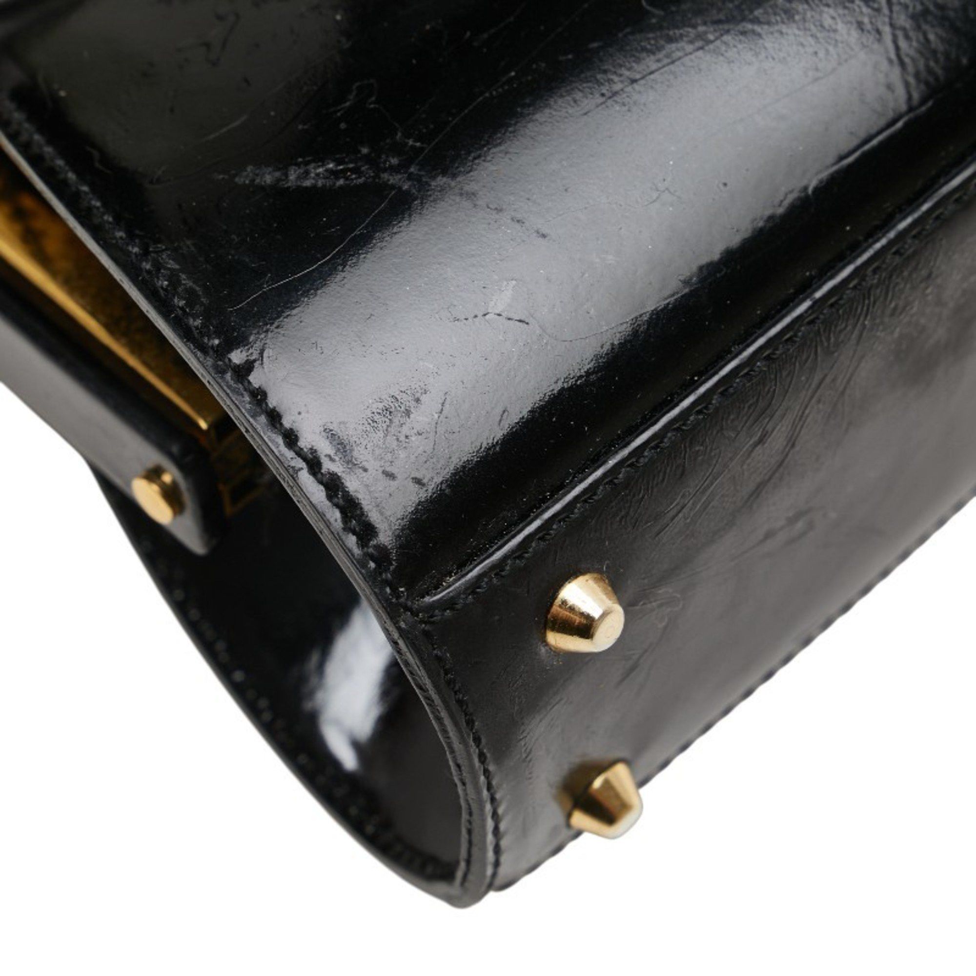 Dior Christian Dior Dior handbag/shoulder bag, 2-way, black and gold patent leather, women's. Size ONE SIZE - 8 Thumbnail