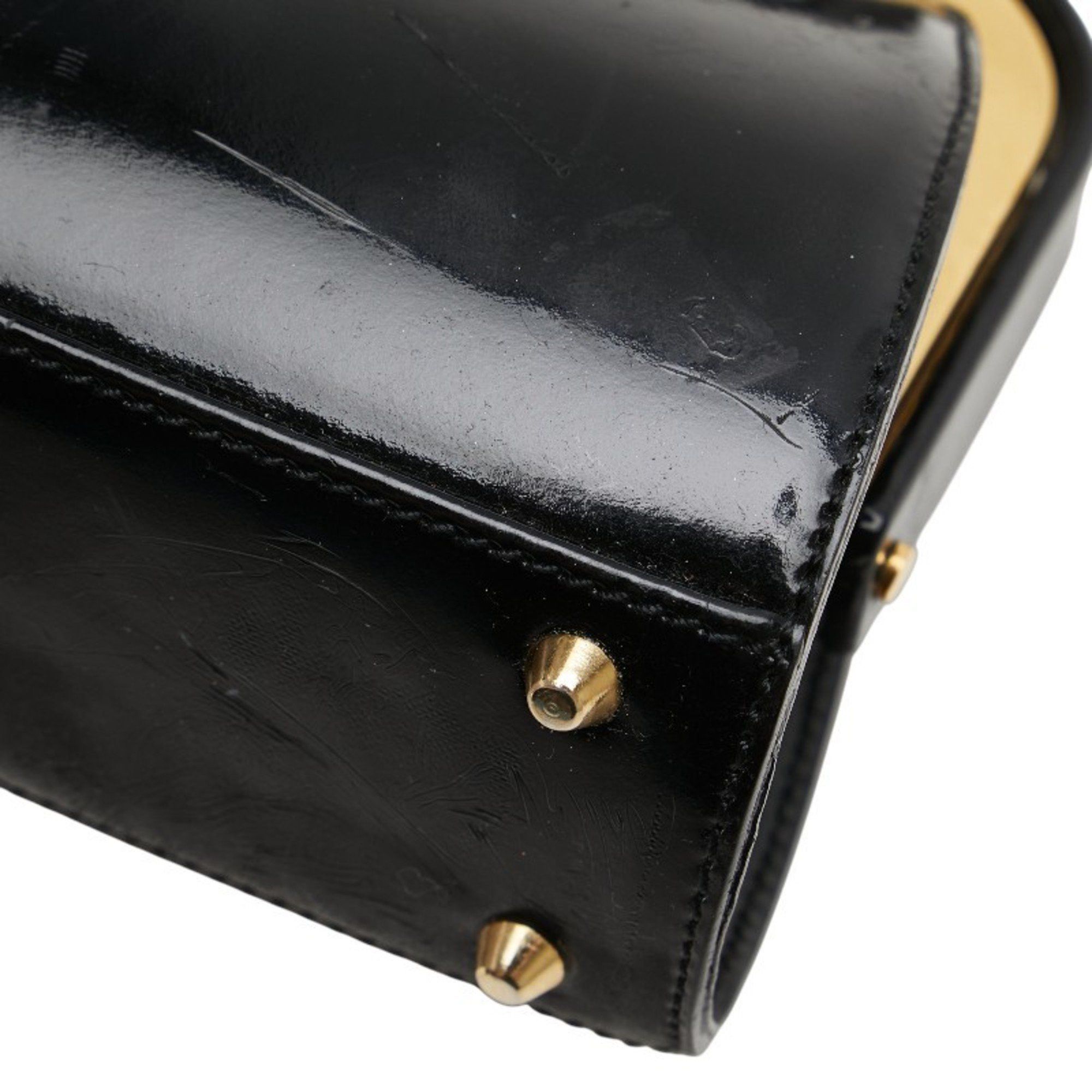 Dior Christian Dior Dior handbag/shoulder bag, 2-way, black and gold patent leather, women's. Size ONE SIZE - 6 Thumbnail
