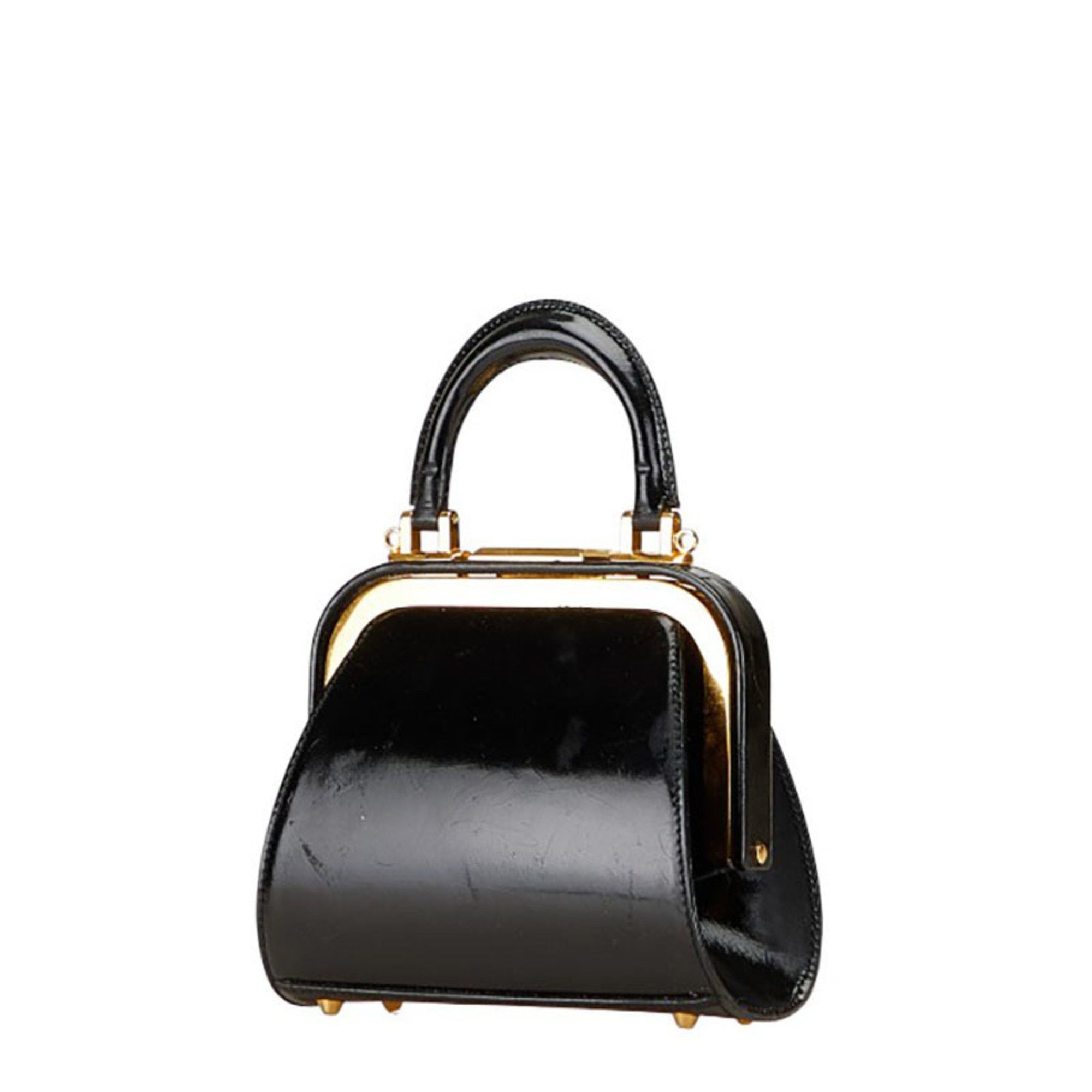 Dior Christian Dior Dior handbag/shoulder bag, 2-way, black and gold patent leather, women's. Size ONE SIZE - 2 Thumbnail