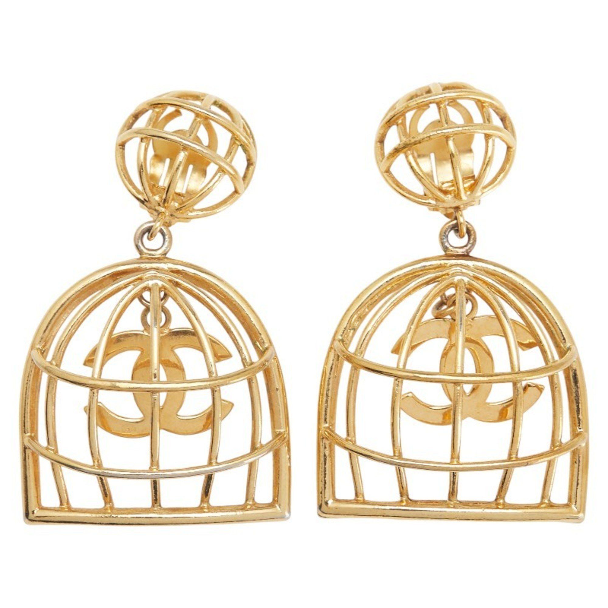 Chanel Vintage Chanel Coco Mark Birdcage Earrings, Gold Plated, Women's, CHANEL Size ONE SIZE - 2 Thumbnail