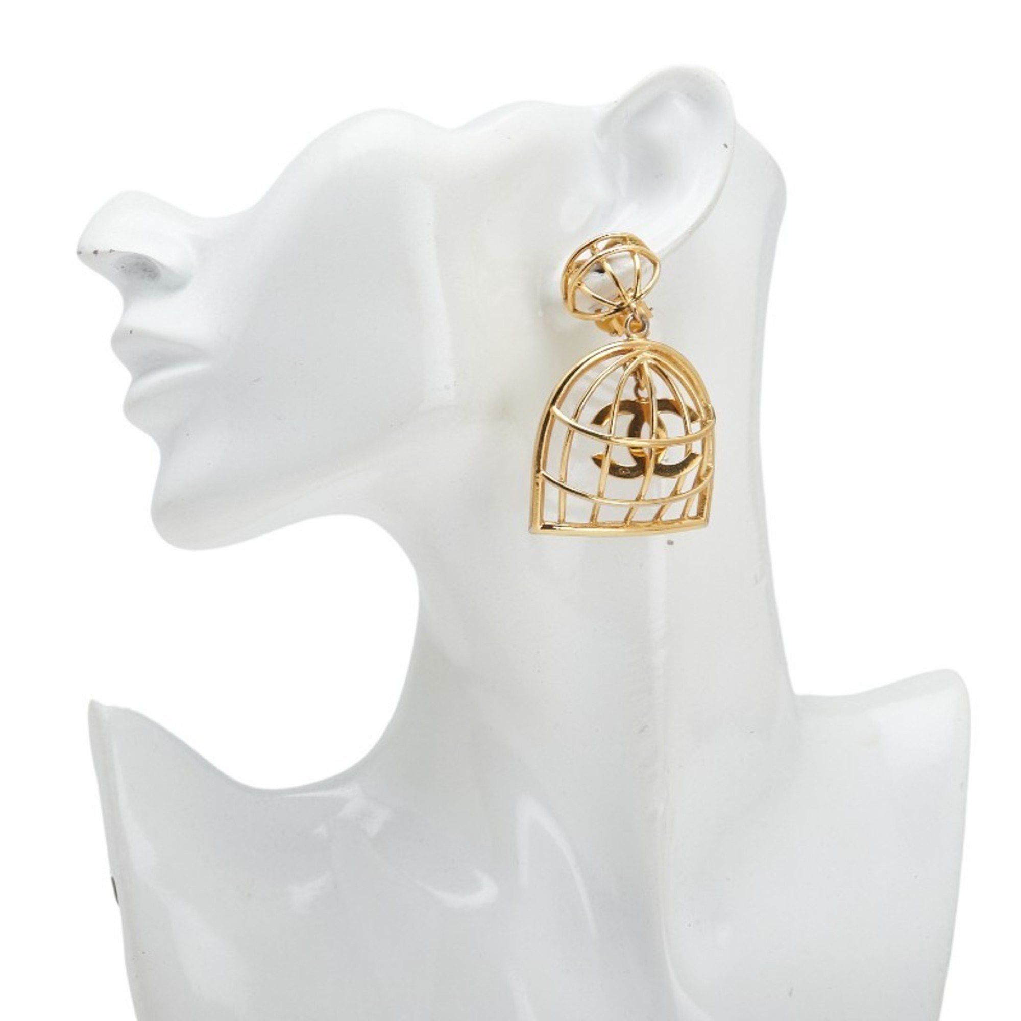 Chanel Vintage Chanel Coco Mark Birdcage Earrings, Gold Plated, Women's, CHANEL Size ONE SIZE - 8 Thumbnail