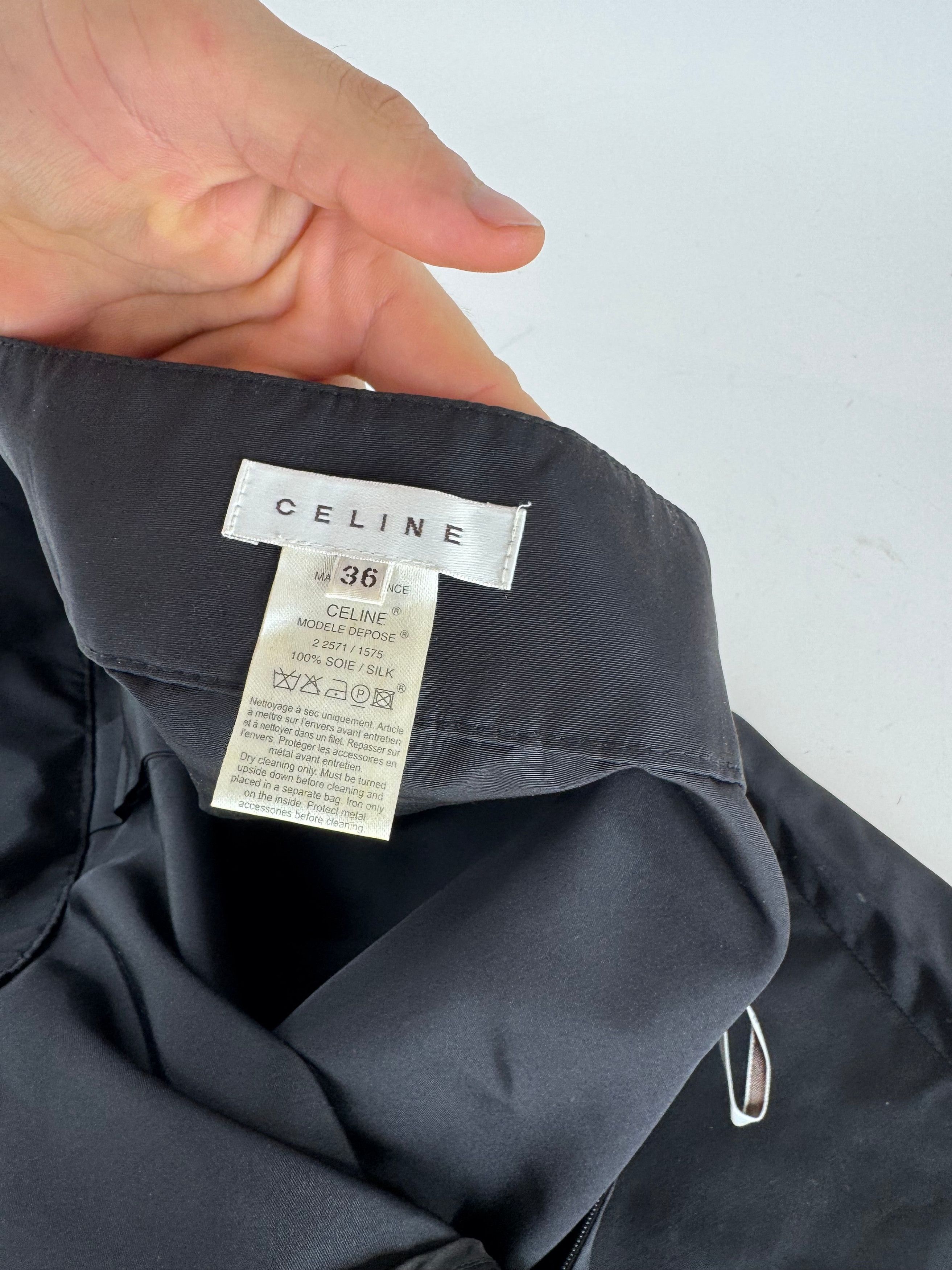 Celine Vintage Paris Silk Skirt black 36/S Size 27" / US 4 / IT 40 - 12 Thumbnail
