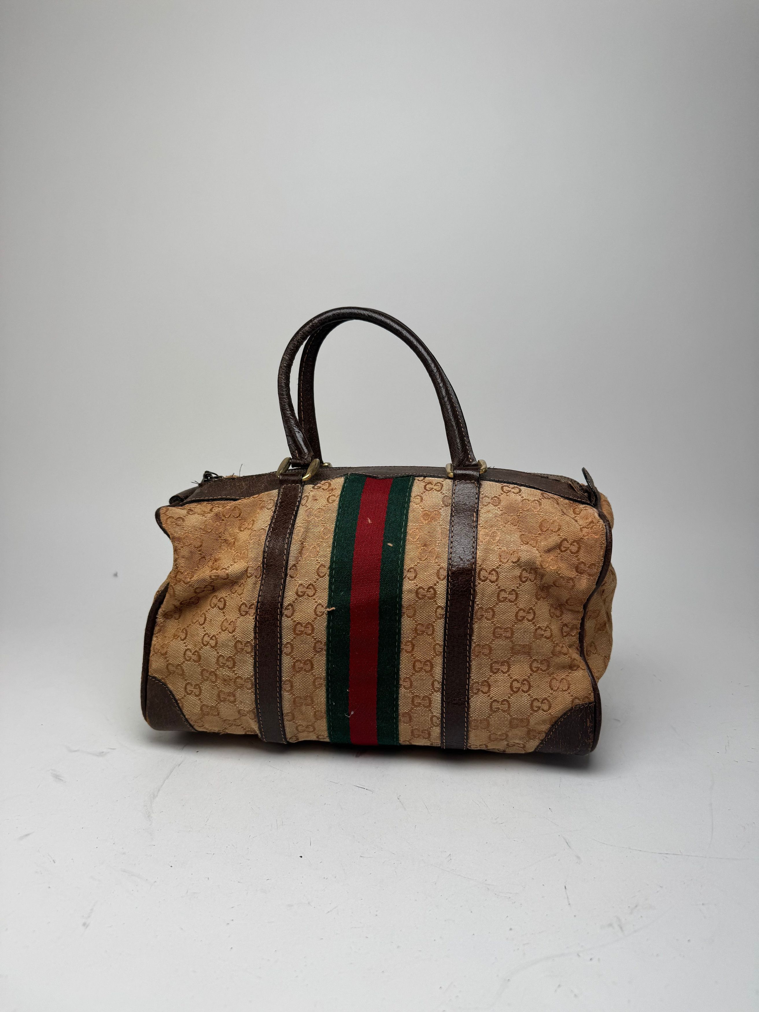 Gucci Vintage Mini Boston Monogram Bah Brown Size ONE SIZE - 13 Thumbnail