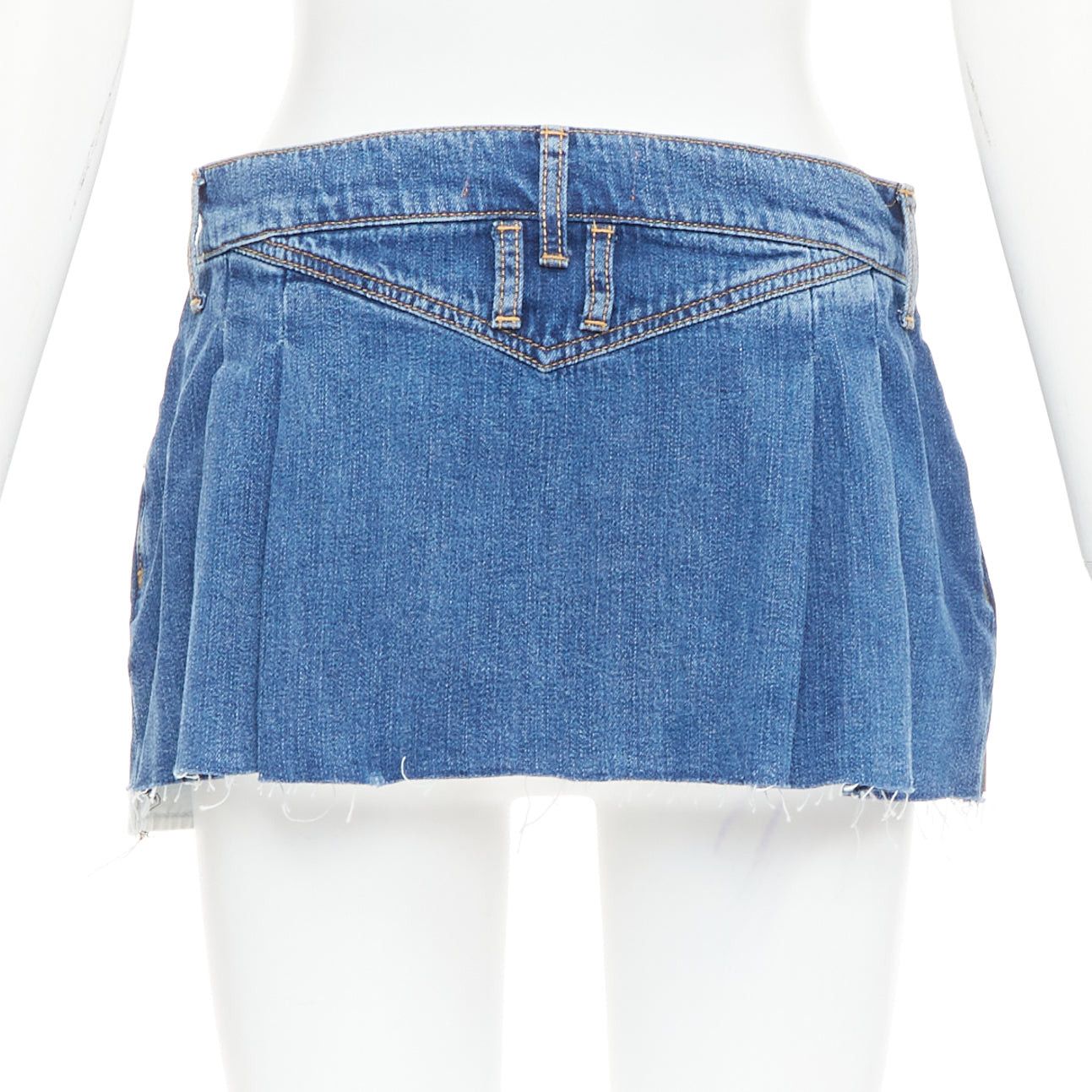 Dodo Bar Or DODO BAR OR Lennon Mini Skirt blue pleated front brown tag short skirt IT34 S Size 27" / US 4 / IT 40 - 4 Thumbnail