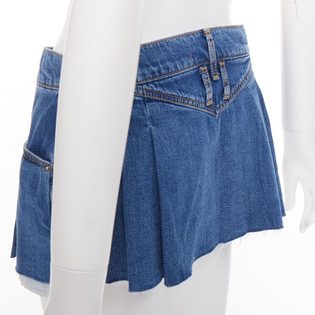 Dodo Bar Or DODO BAR OR Lennon Mini Skirt blue pleated front brown tag short skirt IT34 S Size 27" / US 4 / IT 40 - 6 Thumbnail