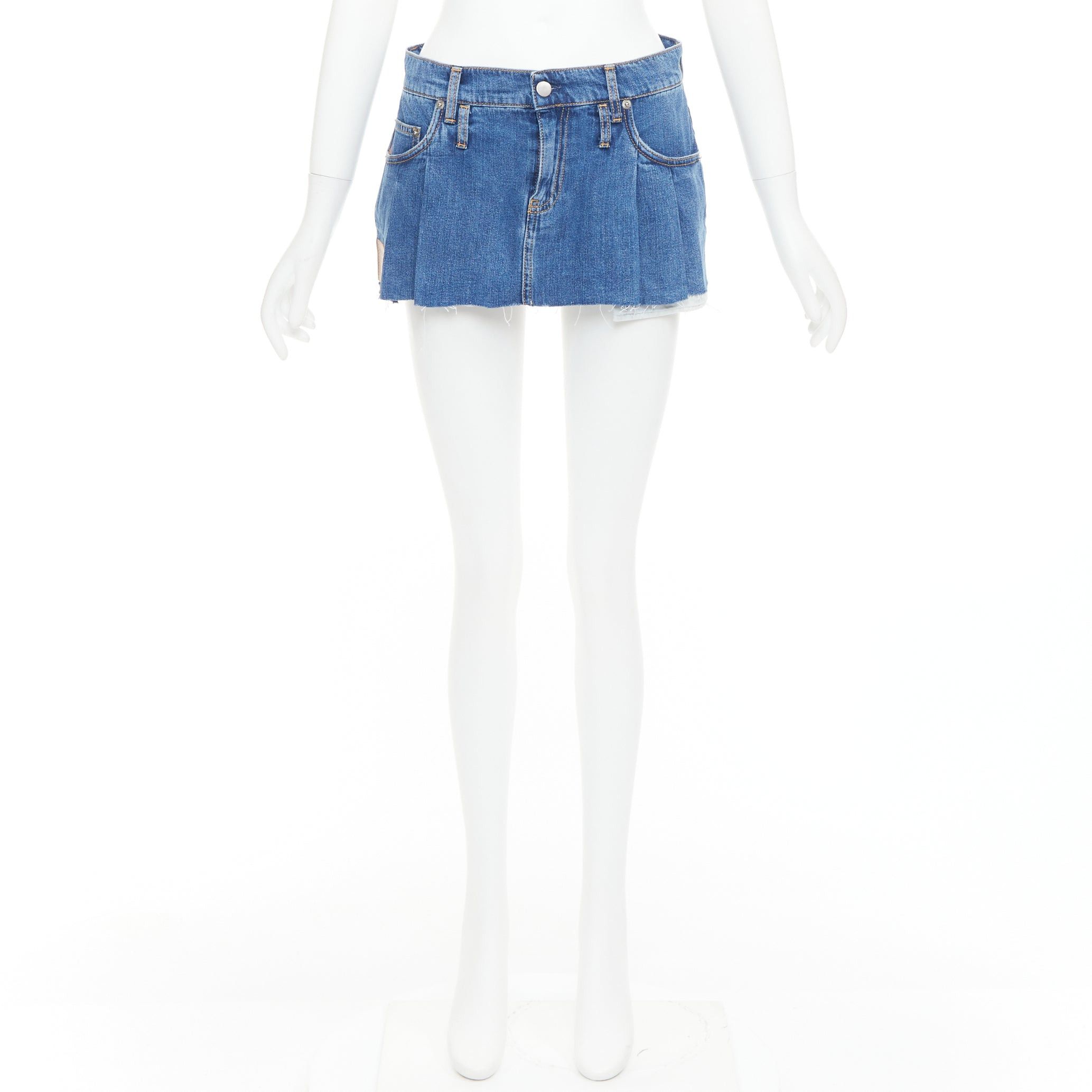 Dodo Bar Or DODO BAR OR Lennon Mini Skirt blue pleated front brown tag short skirt IT34 S Size 27" / US 4 / IT 40 - 9 Thumbnail