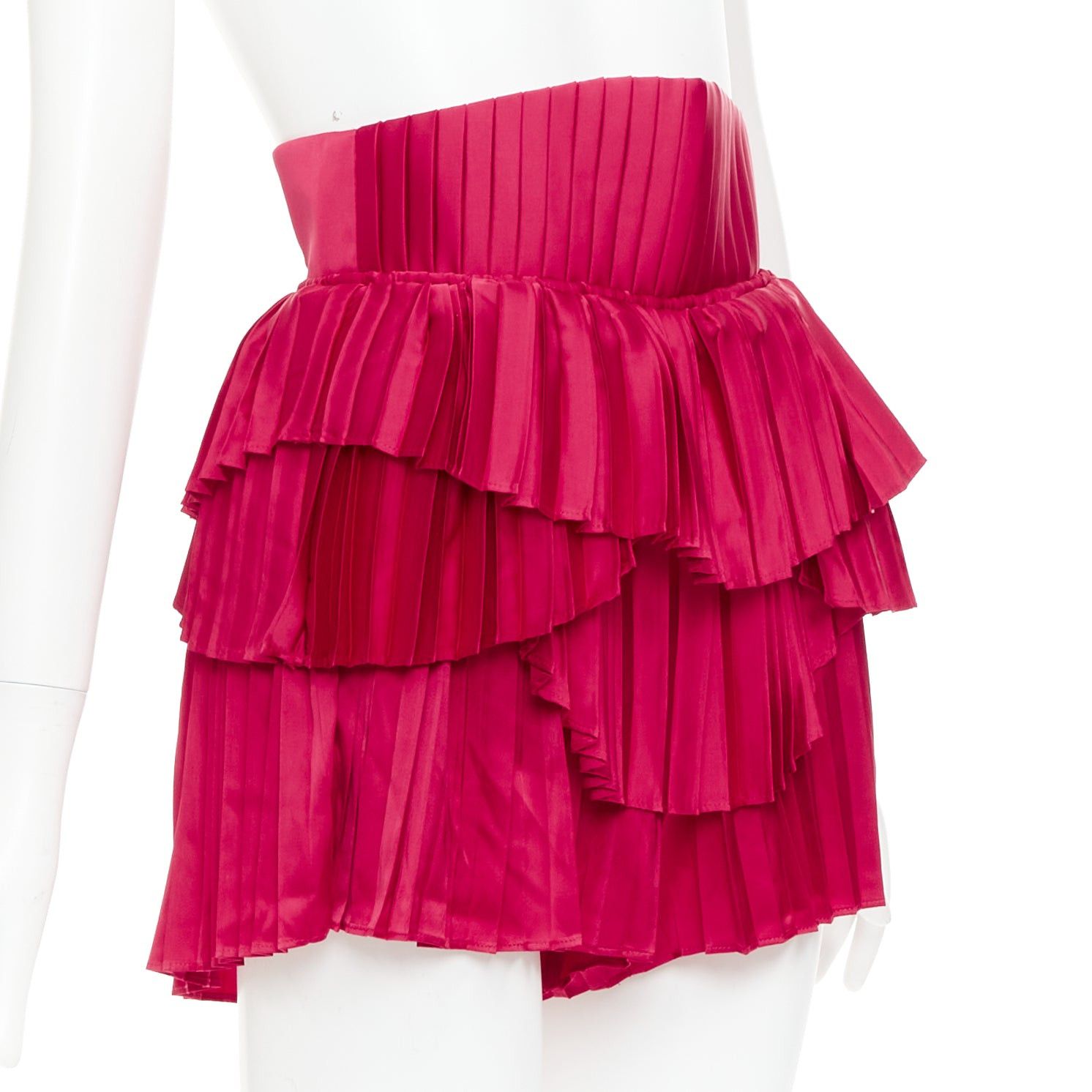 Other ANDREA IYAMAH Hibi red satin tiered laced corset pleated shorts XS Size 27" / US 4 / IT 40 - 3 Thumbnail
