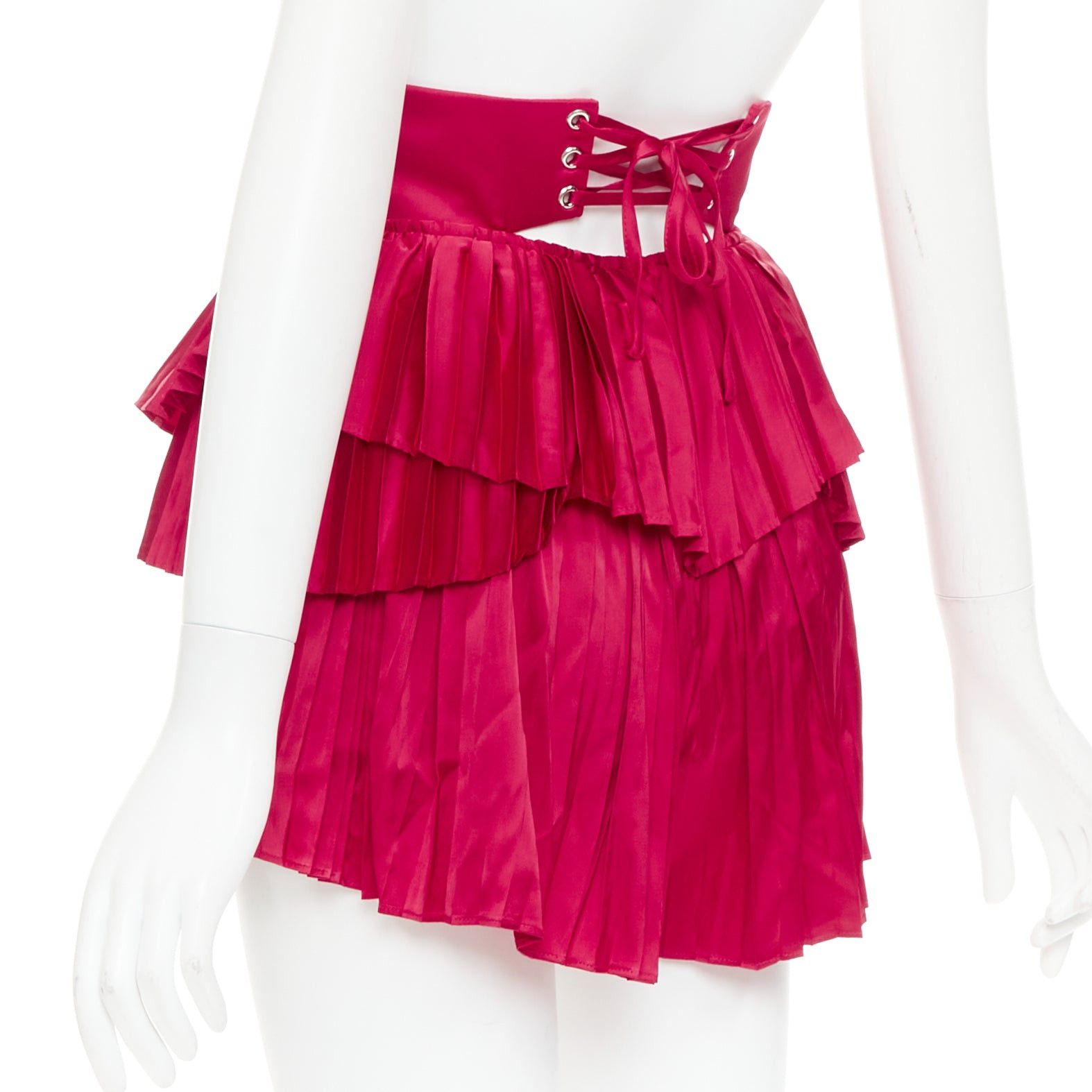 Other ANDREA IYAMAH Hibi red satin tiered laced corset pleated shorts XS Size 27" / US 4 / IT 40 - 5 Thumbnail