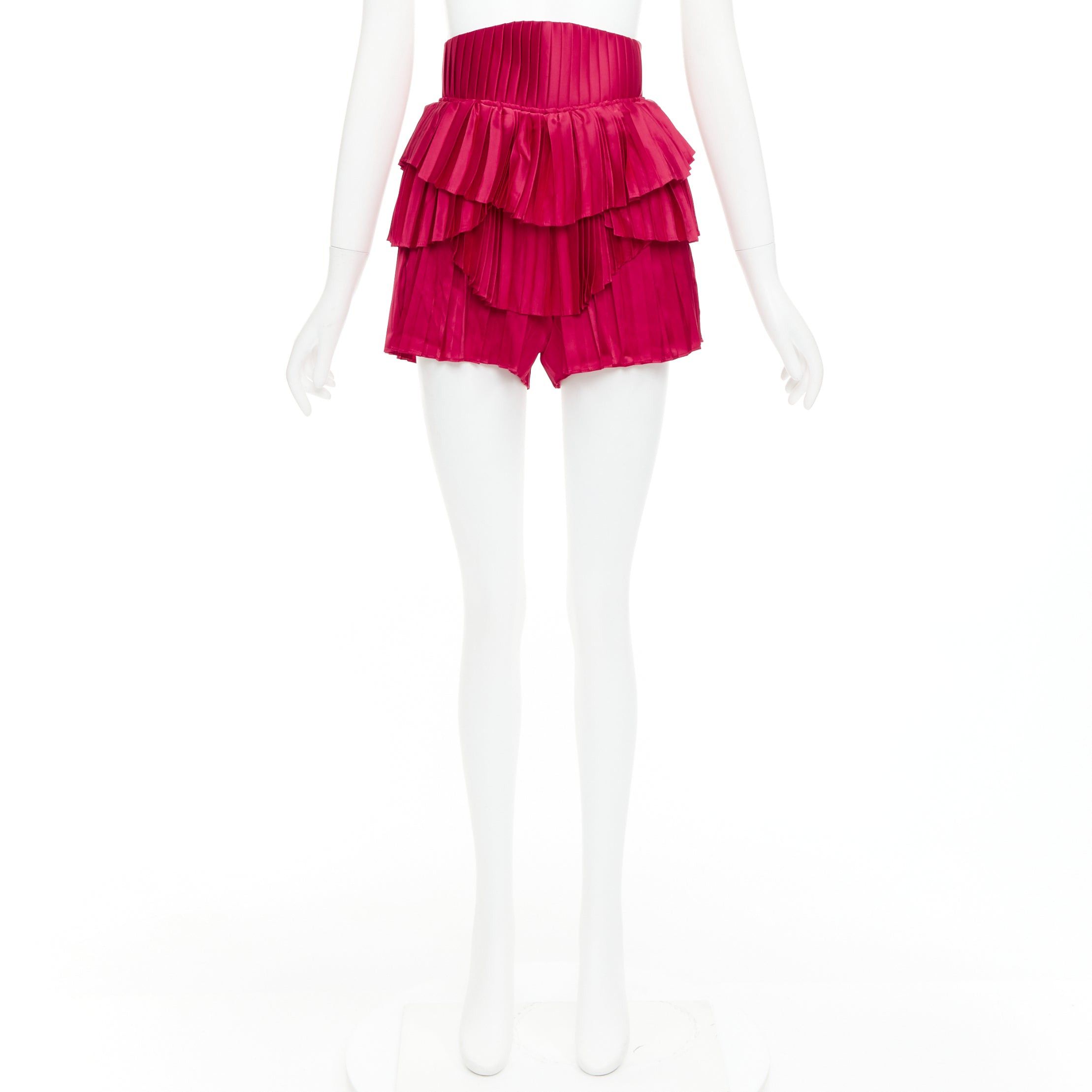 Other ANDREA IYAMAH Hibi red satin tiered laced corset pleated shorts XS Size 27" / US 4 / IT 40 - 9 Thumbnail