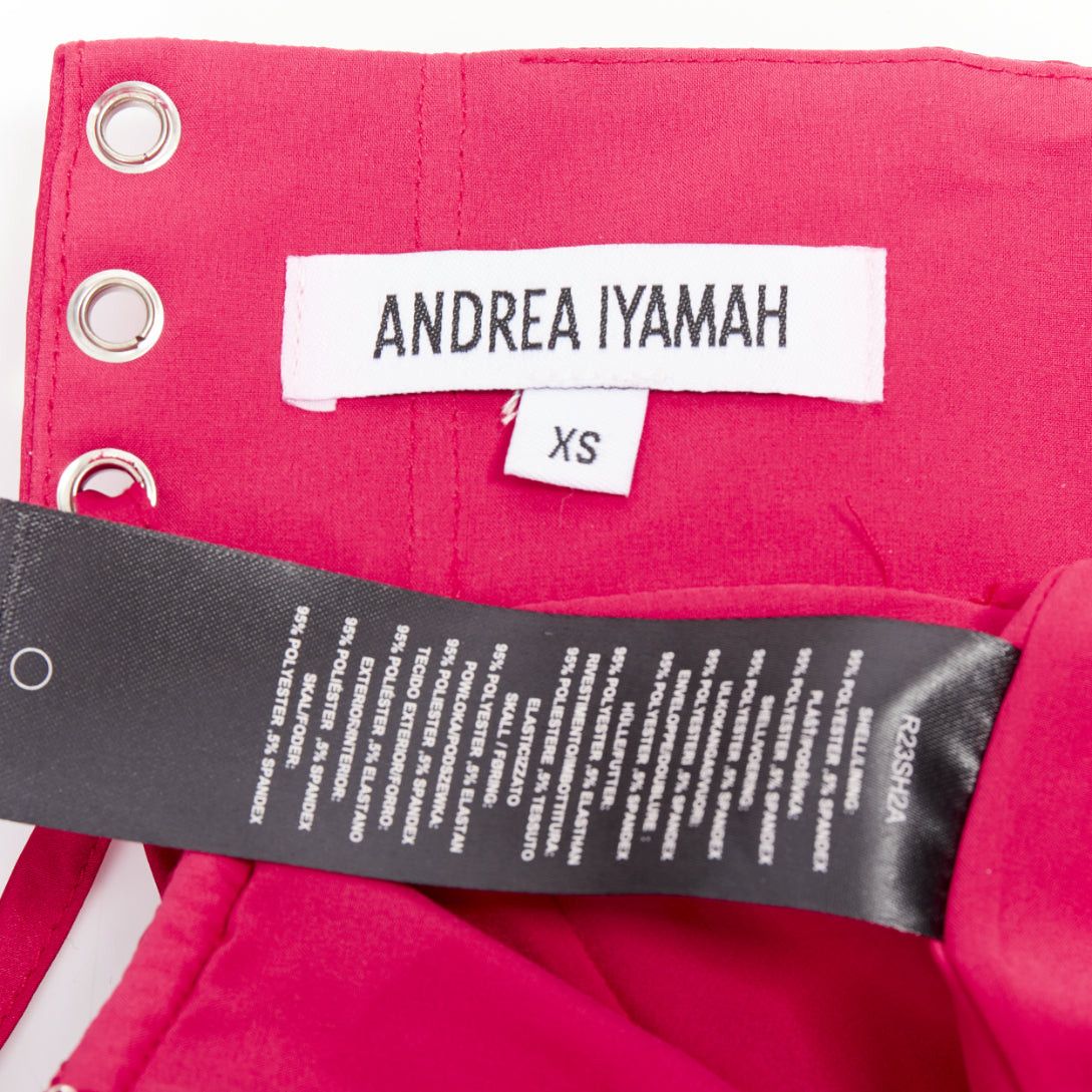 Other ANDREA IYAMAH Hibi red satin tiered laced corset pleated shorts XS Size 27" / US 4 / IT 40 - 8 Thumbnail
