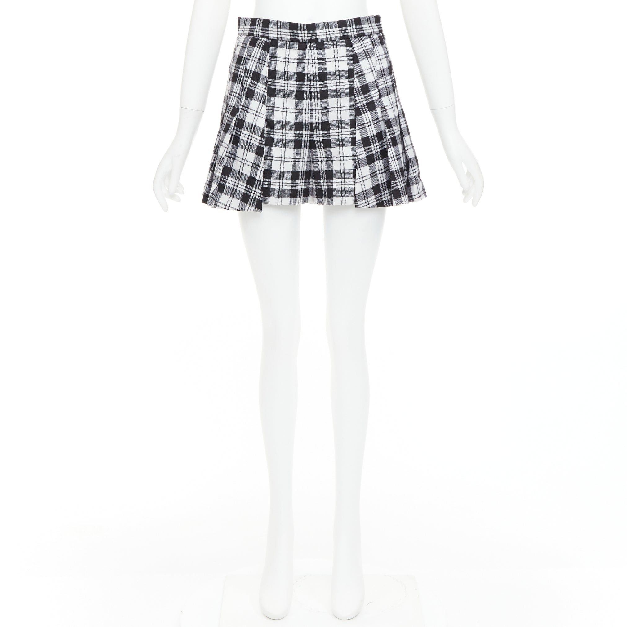 RED Valentino RED VALENTINO black grey 100% virgin wool checked tartan mini skort IT38 XS Size 26" / US 2 / IT 38 - 9 Thumbnail