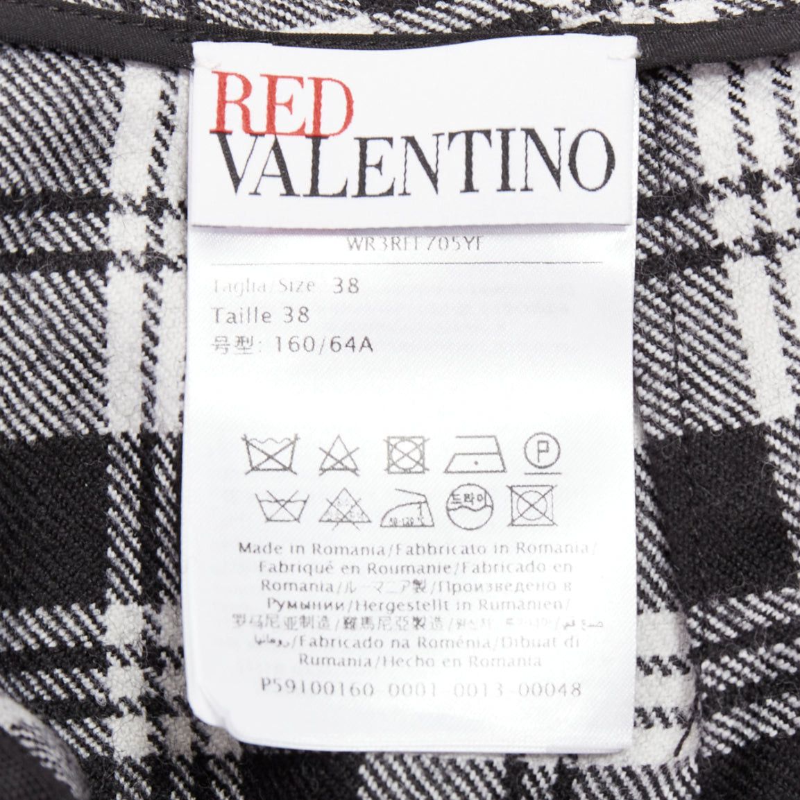 RED Valentino RED VALENTINO black grey 100% virgin wool checked tartan mini skort IT38 XS Size 26" / US 2 / IT 38 - 8 Thumbnail