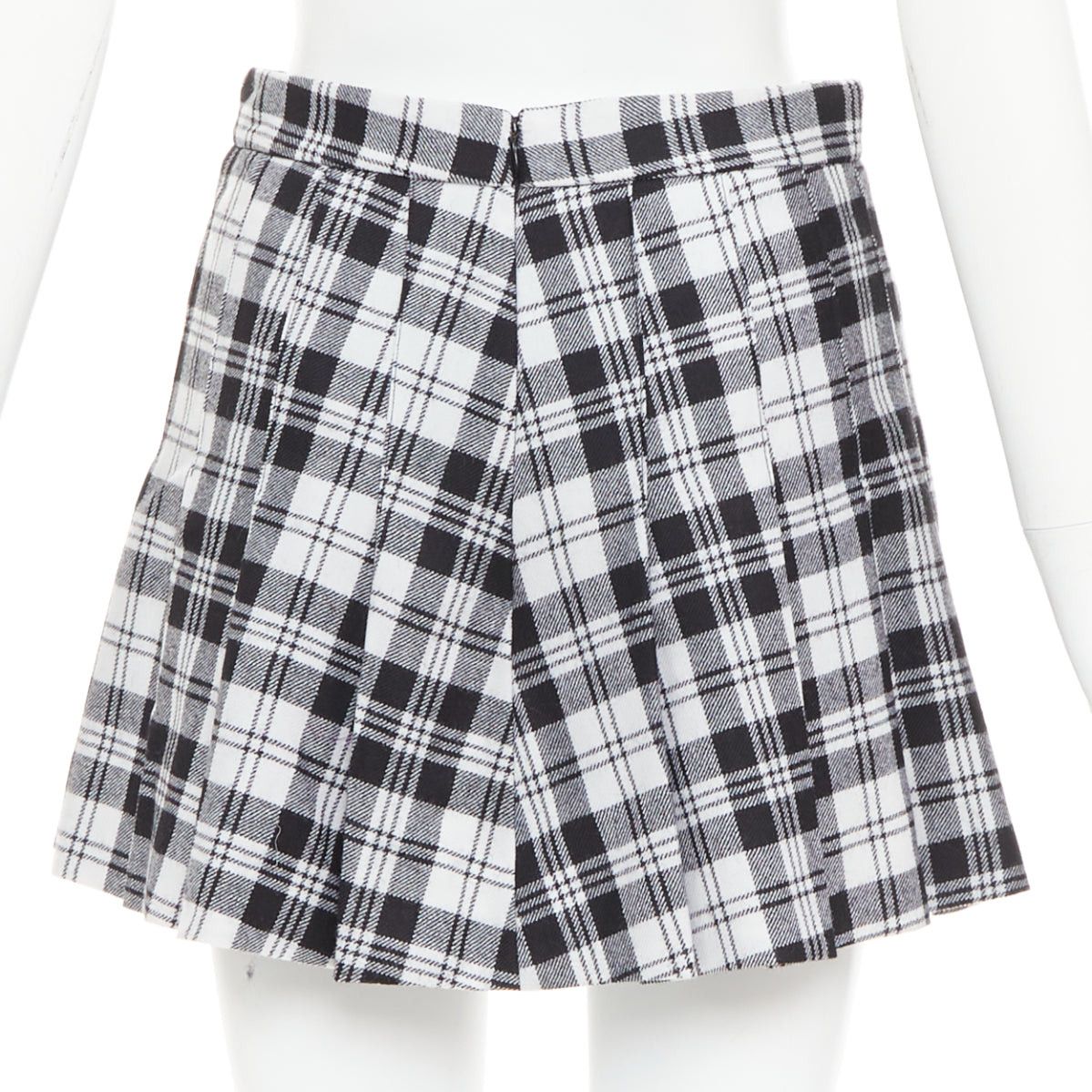 RED Valentino RED VALENTINO black grey 100% virgin wool checked tartan mini skort IT38 XS Size 26" / US 2 / IT 38 - 5 Thumbnail