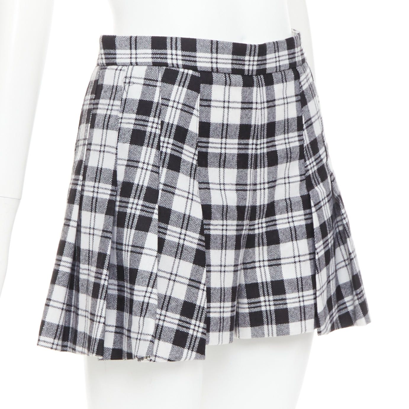 RED Valentino RED VALENTINO black grey 100% virgin wool checked tartan mini skort IT38 XS Size 26" / US 2 / IT 38 - 3 Thumbnail