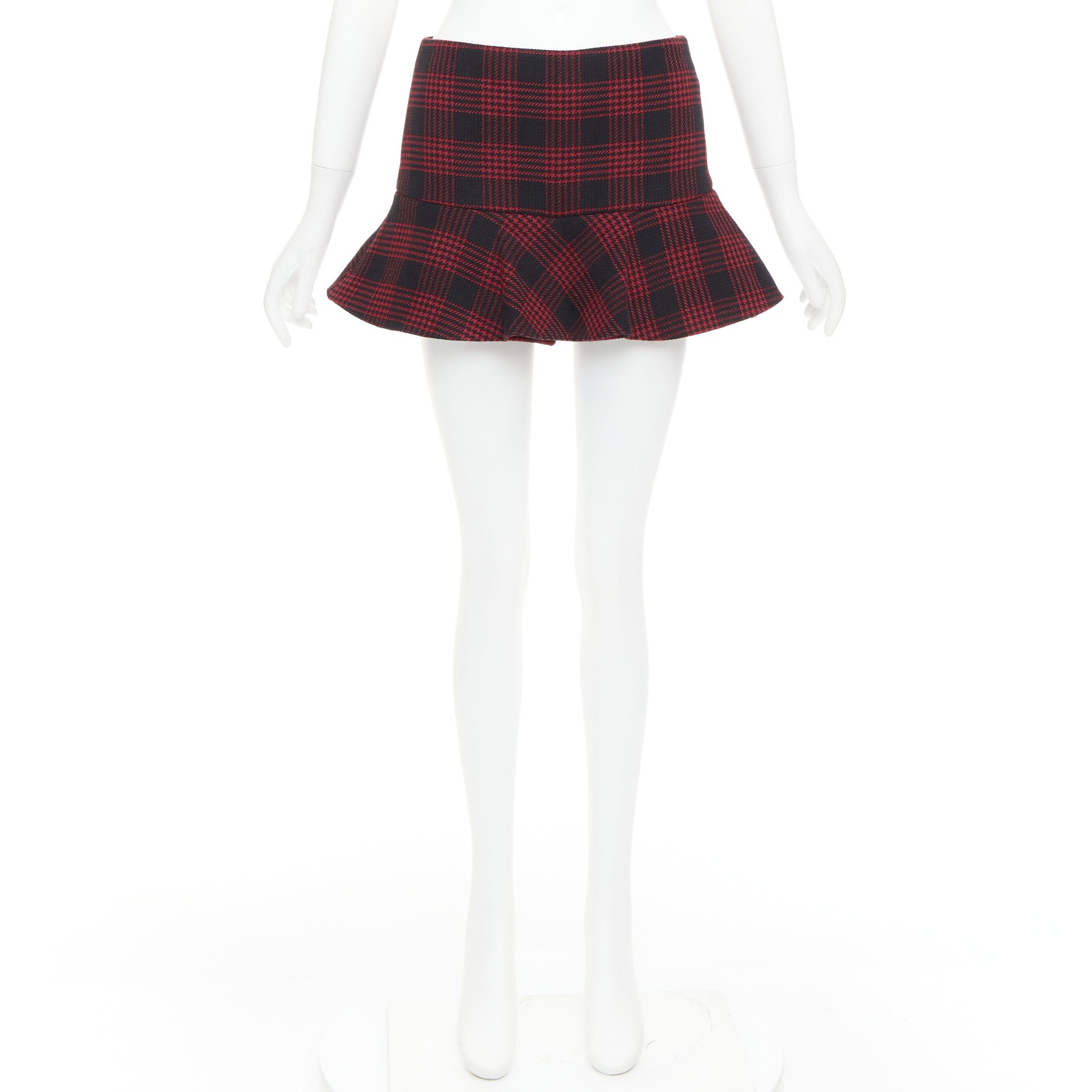 RED Valentino RED VALENTINO red black houndstooth checked flared mini skort IT38 XS Size 26" / US 2 / IT 38 - 9 Thumbnail