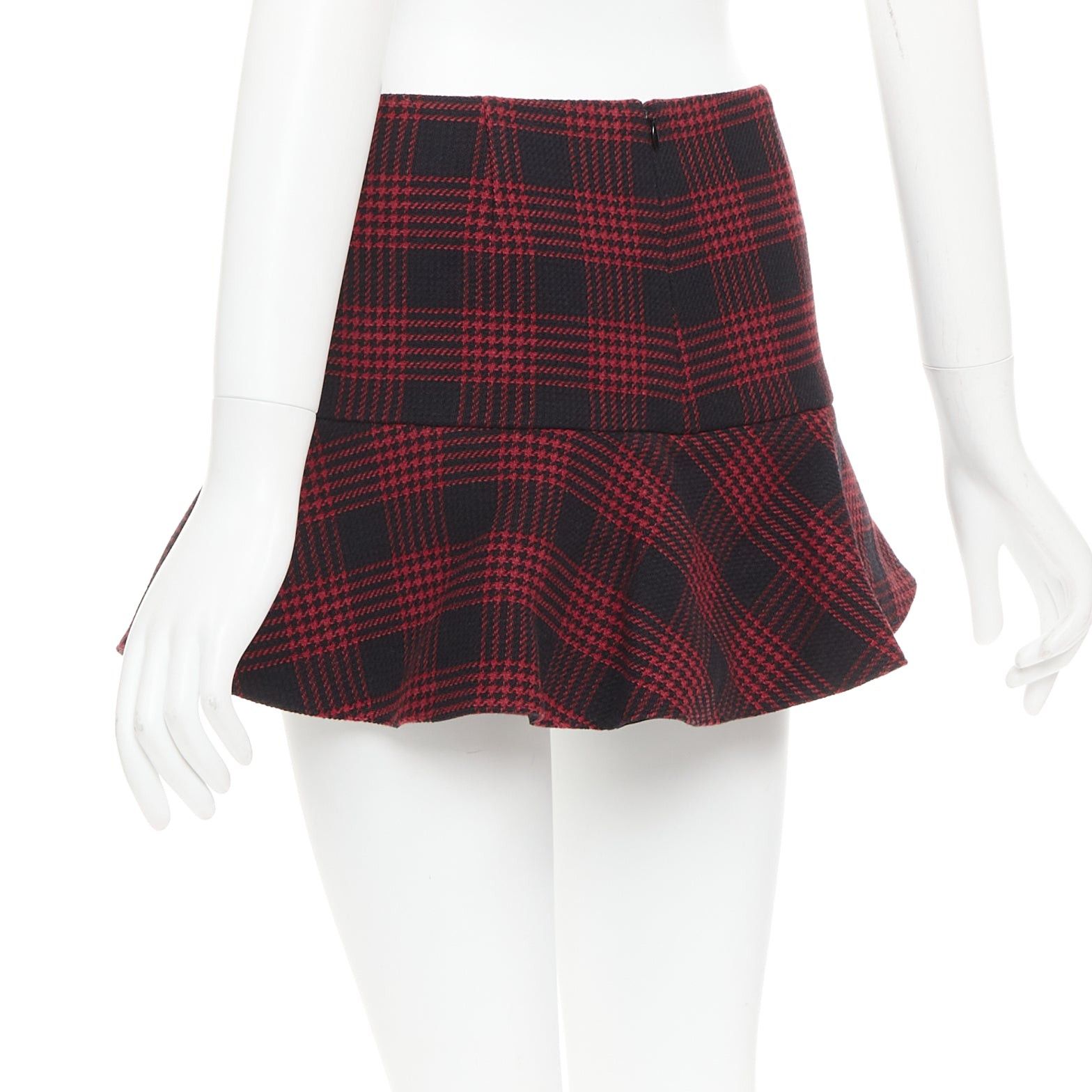 RED Valentino RED VALENTINO red black houndstooth checked flared mini skort IT38 XS Size 26" / US 2 / IT 38 - 6 Thumbnail