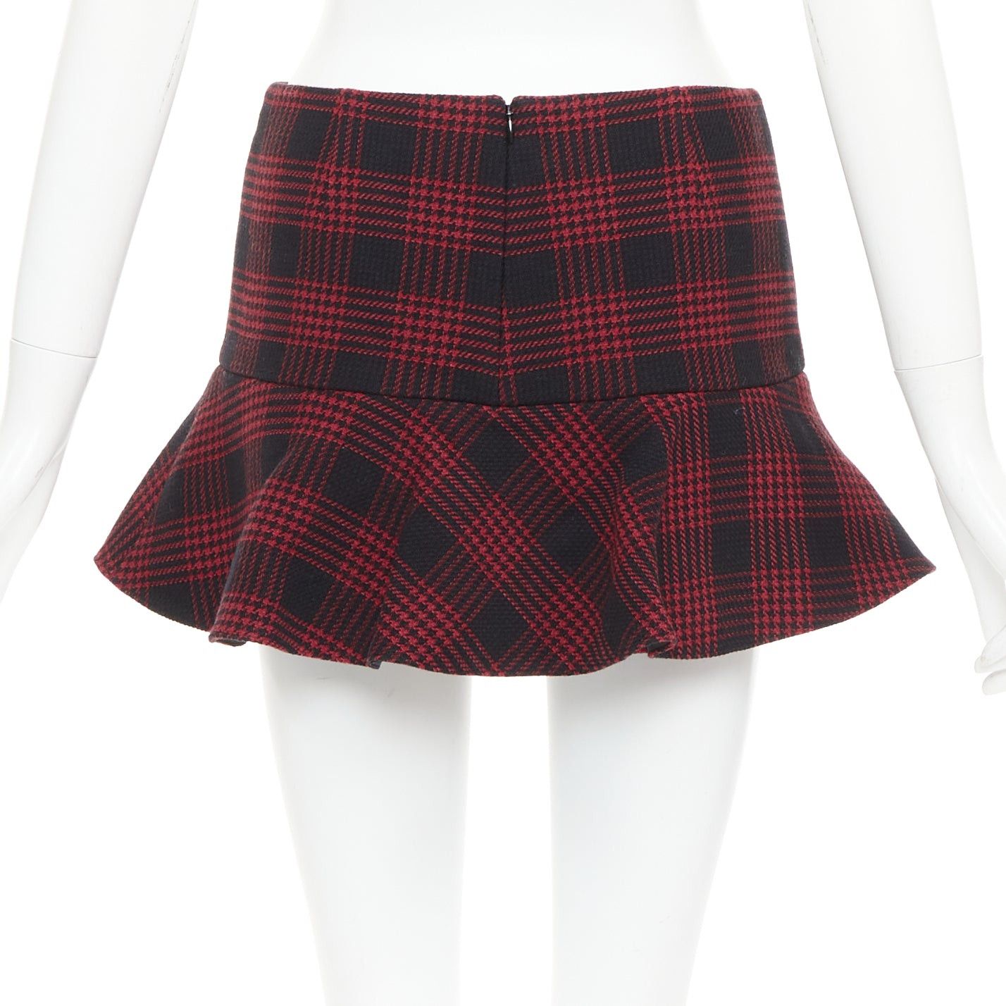 RED Valentino RED VALENTINO red black houndstooth checked flared mini skort IT38 XS Size 26" / US 2 / IT 38 - 5 Thumbnail