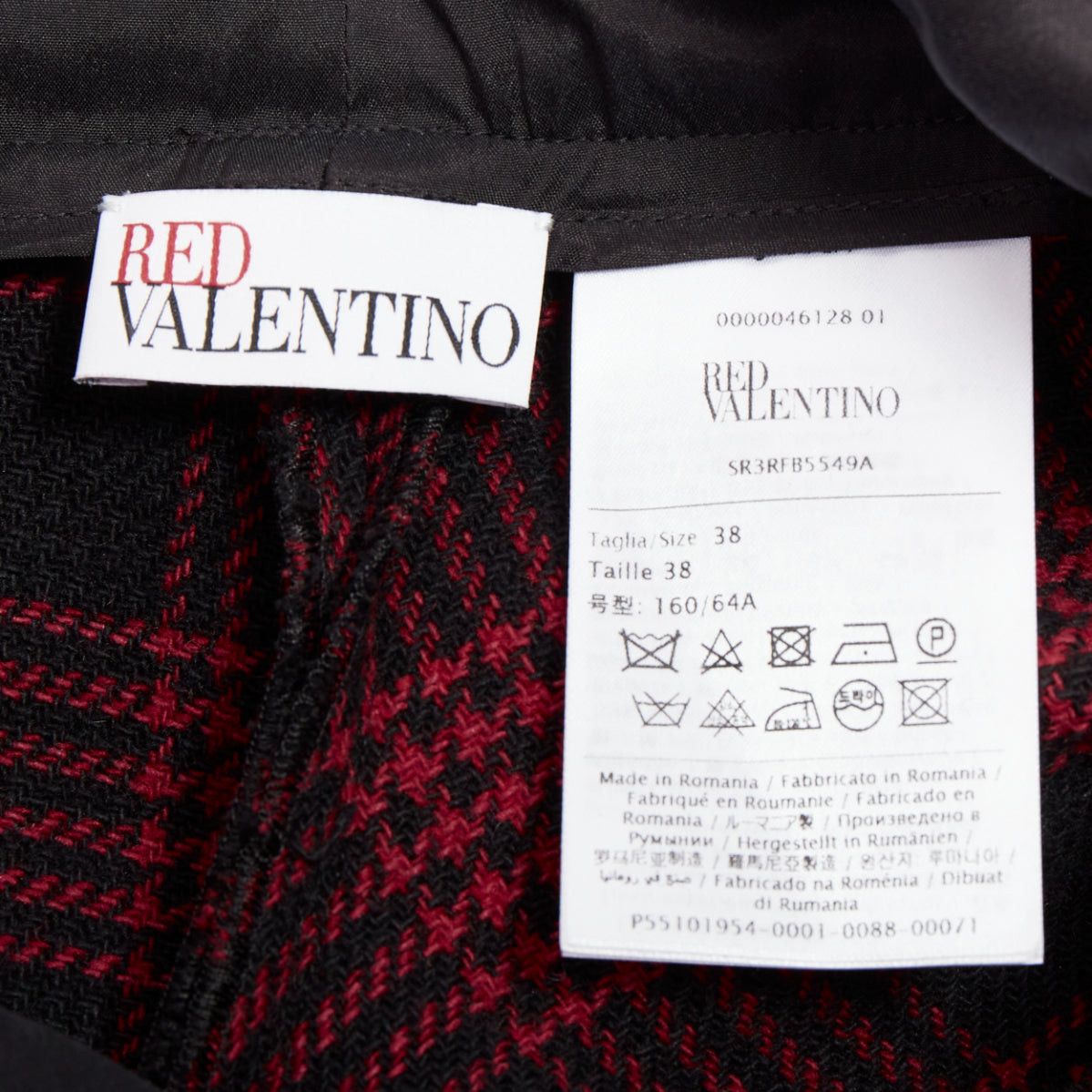 RED Valentino RED VALENTINO red black houndstooth checked flared mini skort IT38 XS Size 26" / US 2 / IT 38 - 8 Thumbnail