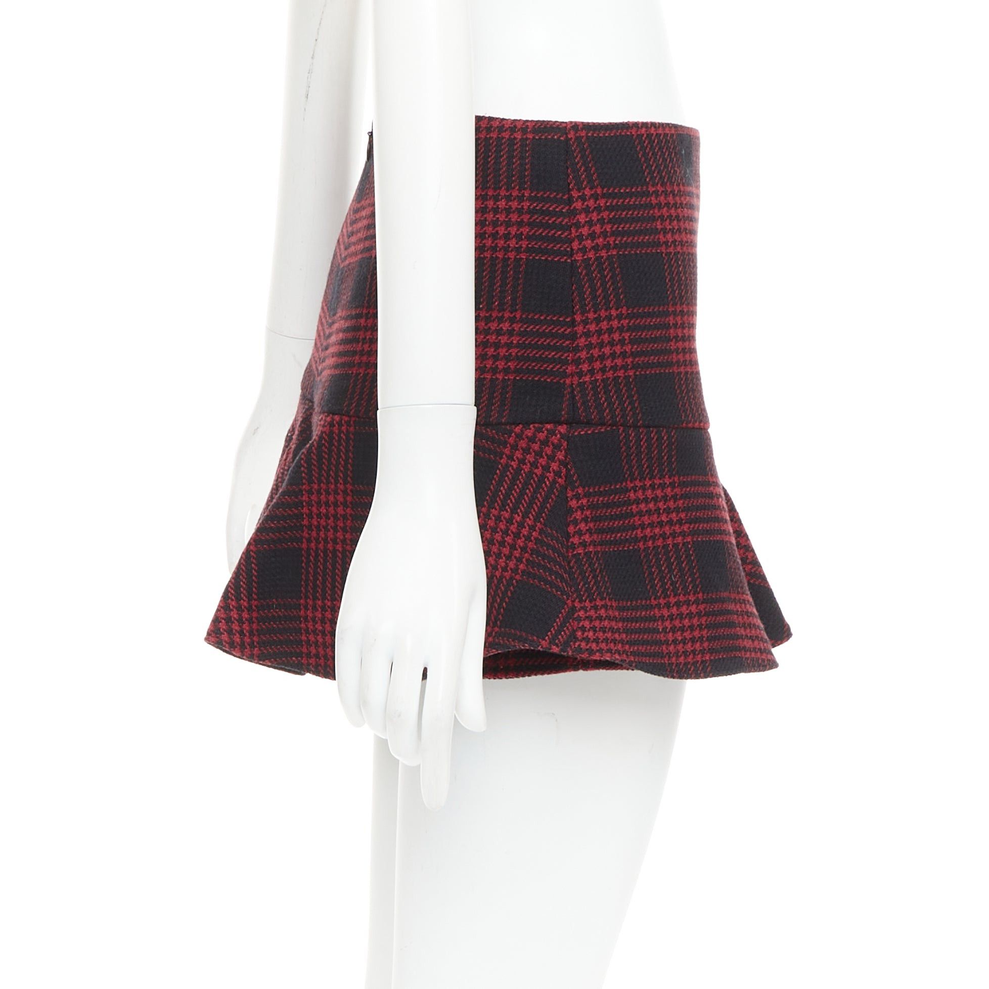 RED Valentino RED VALENTINO red black houndstooth checked flared mini skort IT38 XS Size 26" / US 2 / IT 38 - 4 Thumbnail