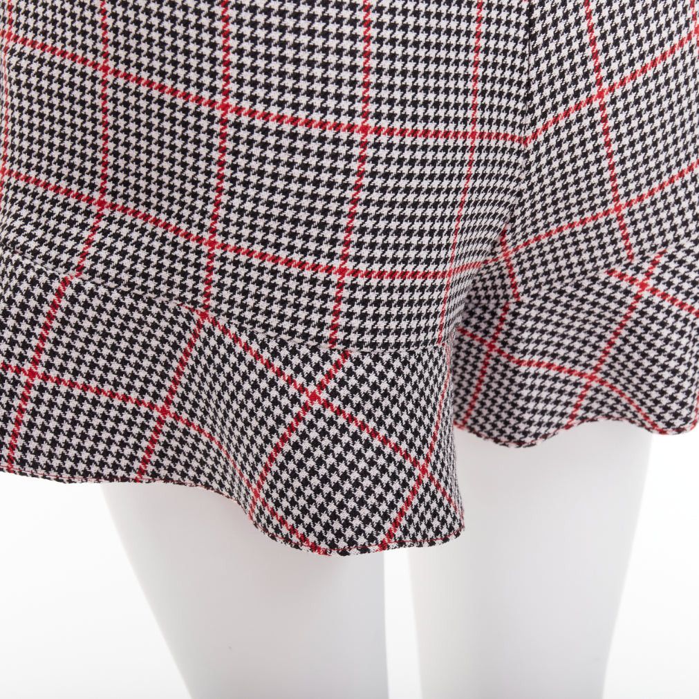 RED Valentino RED VALENTINO red black houndstooth check print flare mini skort IT36 XXS Size 25" / US 0 / IT 36 - 2 Thumbnail