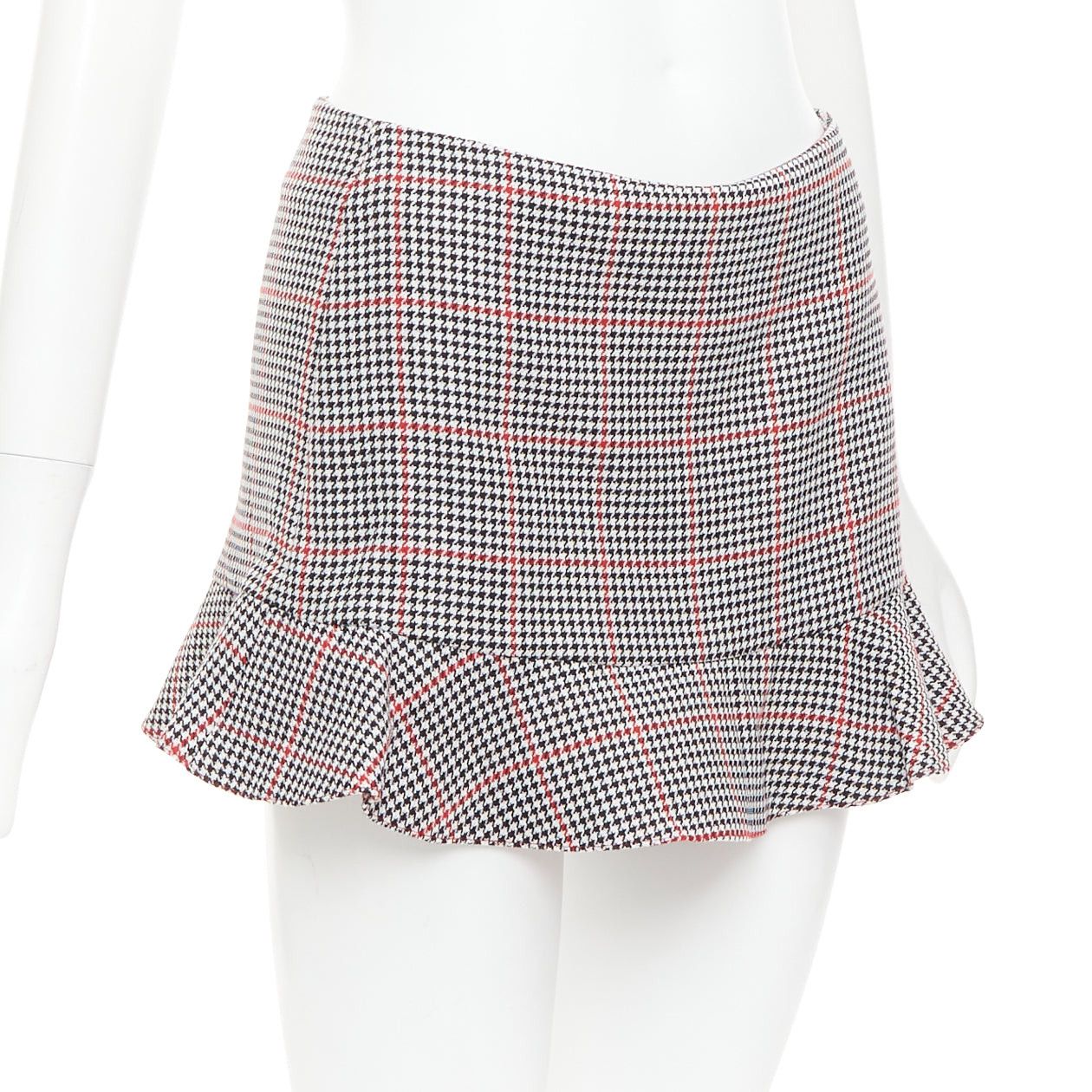 RED Valentino RED VALENTINO red black houndstooth check print flare mini skort IT36 XXS Size 25" / US 0 / IT 36 - 3 Thumbnail
