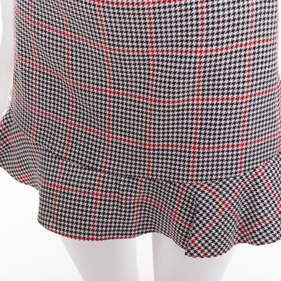 RED Valentino RED VALENTINO red black houndstooth check print flare mini skort IT36 XXS Size 25" / US 0 / IT 36 - 7 Thumbnail