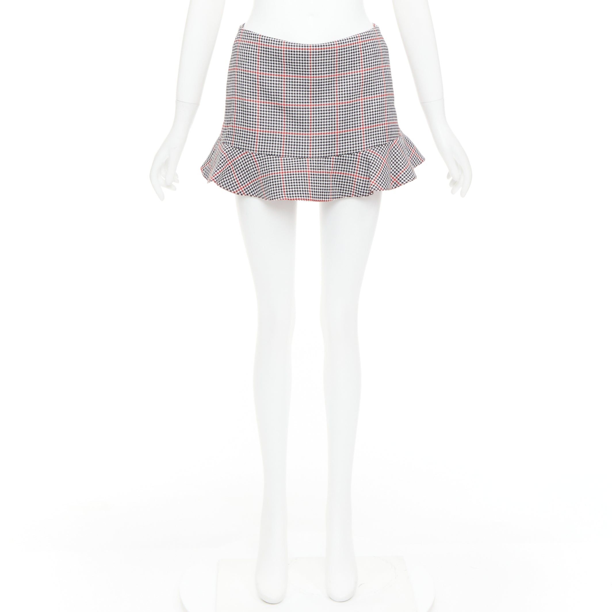 RED Valentino RED VALENTINO red black houndstooth check print flare mini skort IT36 XXS Size 25" / US 0 / IT 36 - 9 Thumbnail