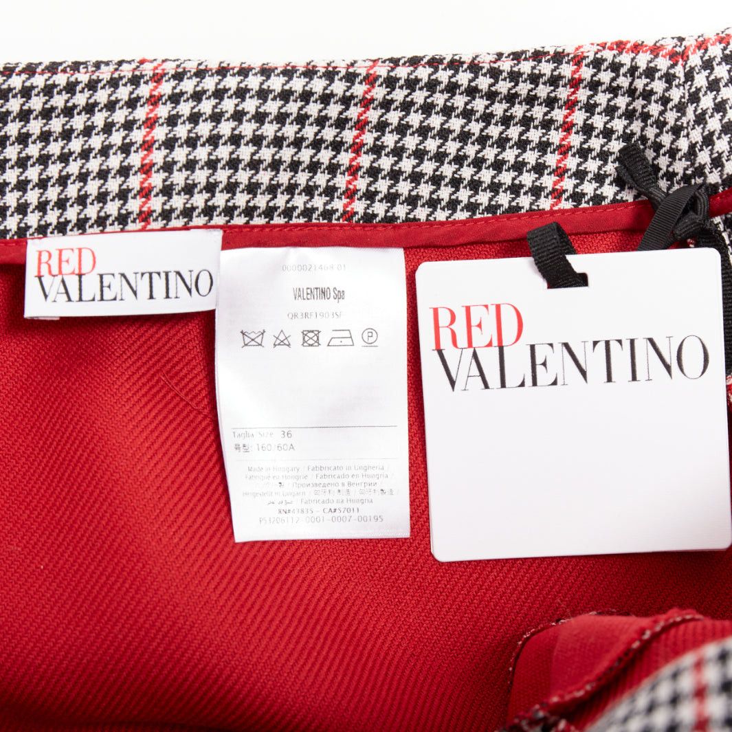RED Valentino RED VALENTINO red black houndstooth check print flare mini skort IT36 XXS Size 25" / US 0 / IT 36 - 8 Thumbnail