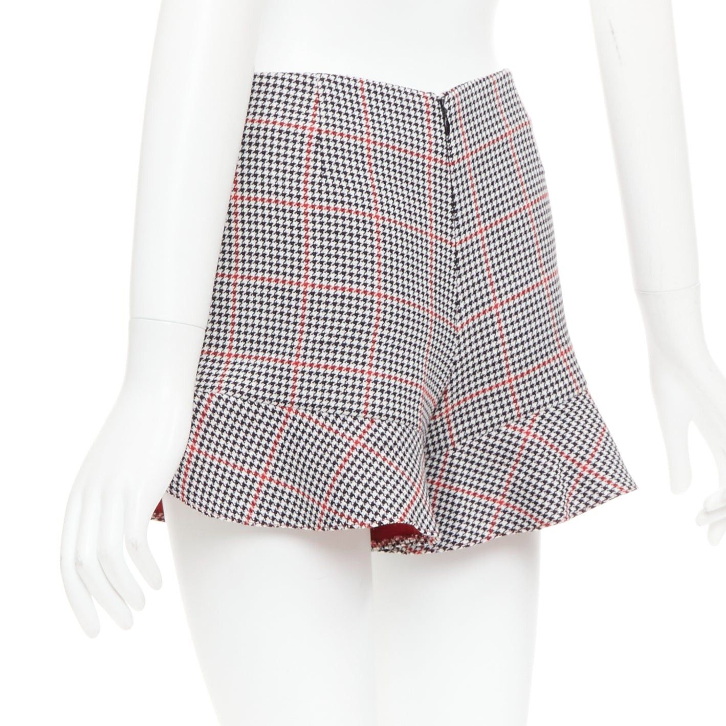 RED Valentino RED VALENTINO red black houndstooth check print flare mini skort IT36 XXS Size 25" / US 0 / IT 36 - 6 Thumbnail