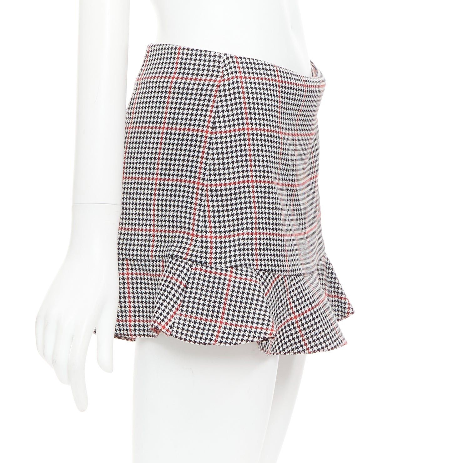 RED Valentino RED VALENTINO red black houndstooth check print flare mini skort IT36 XXS Size 25" / US 0 / IT 36 - 4 Thumbnail