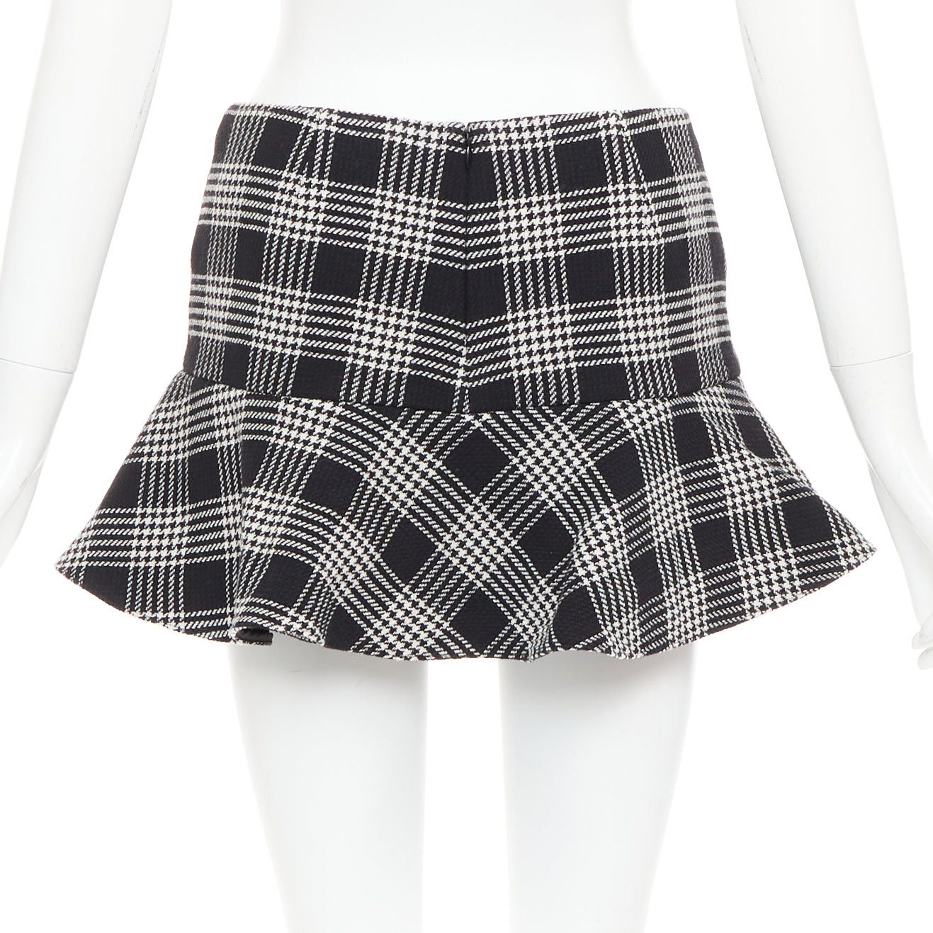 RED Valentino RED VALENTINO black grey houndstooth check print frill mini skort IT38 XS Size 26" / US 2 / IT 38 - 5 Thumbnail