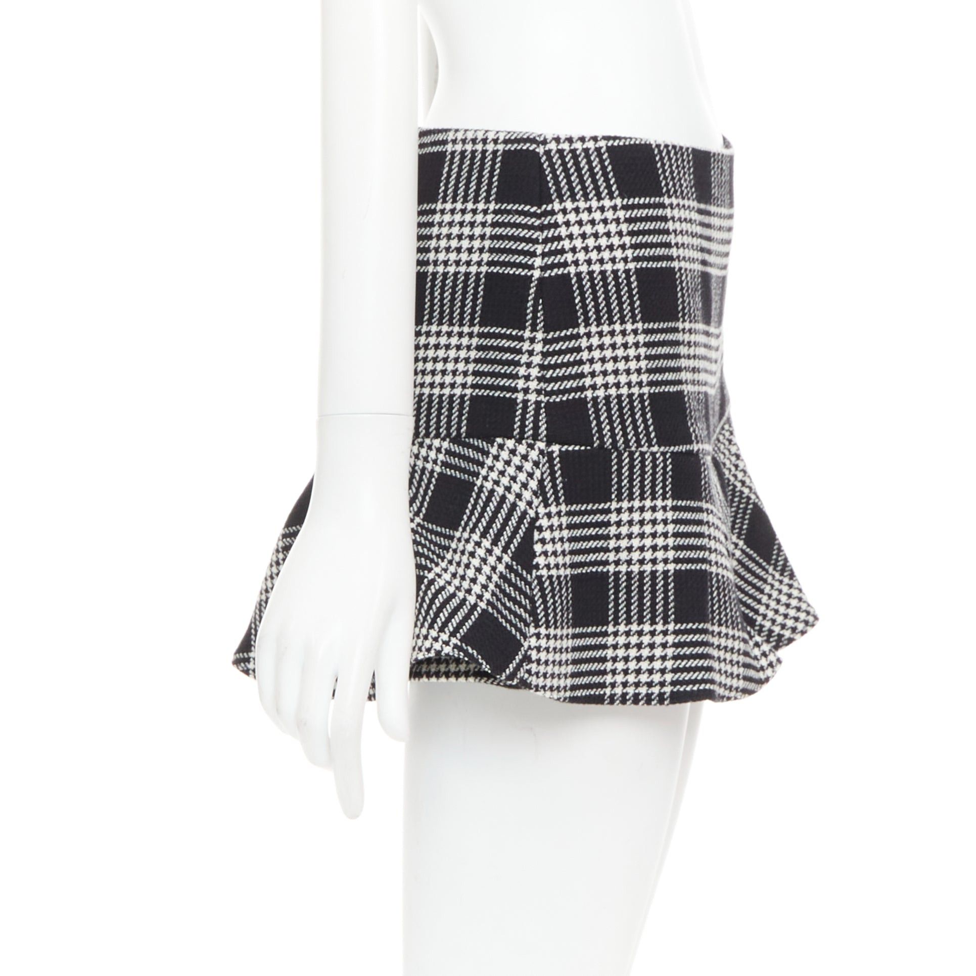 RED Valentino RED VALENTINO black grey houndstooth check print frill mini skort IT38 XS Size 26" / US 2 / IT 38 - 4 Thumbnail