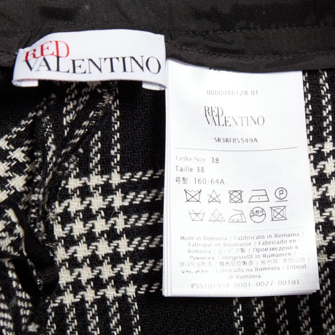 RED Valentino RED VALENTINO black grey houndstooth check print frill mini skort IT38 XS Size 26" / US 2 / IT 38 - 8 Thumbnail