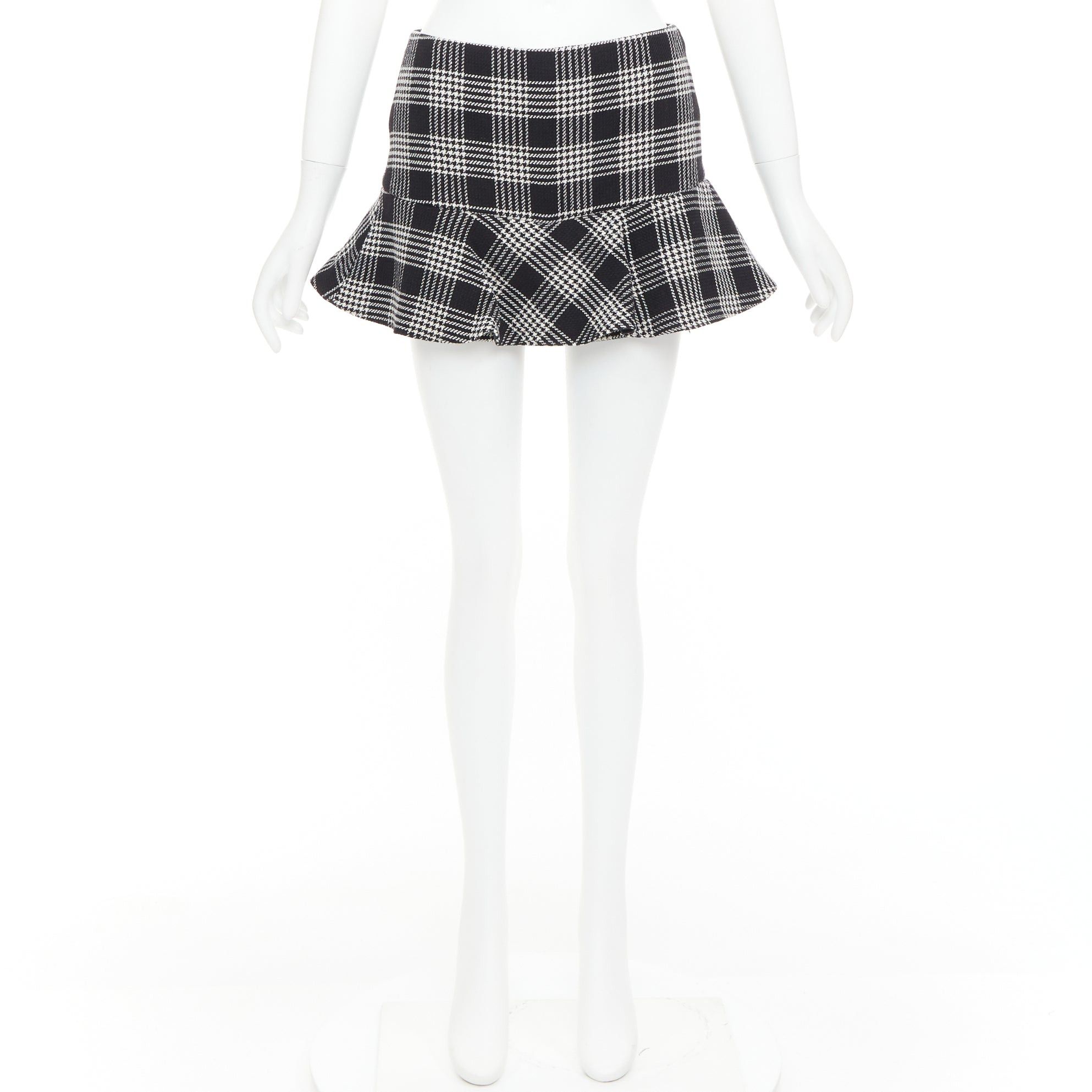 RED Valentino RED VALENTINO black grey houndstooth check print frill mini skort IT38 XS Size 26" / US 2 / IT 38 - 9 Thumbnail
