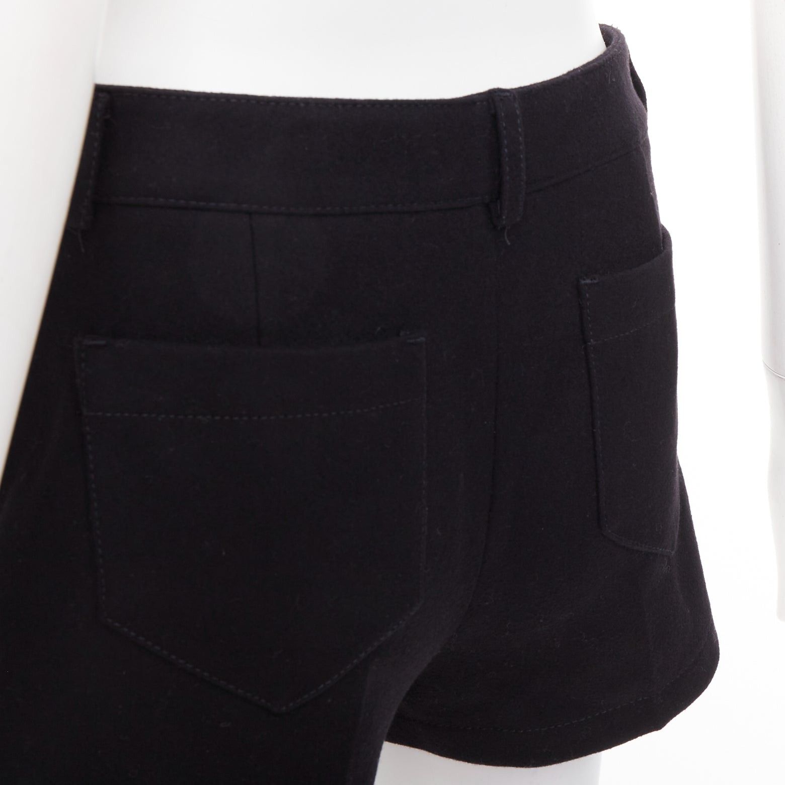 RED Valentino RED VALENTINO black wool blend gold logo buttons mini shorts IT38 XS Size 26" / US 2 / IT 38 - 7 Thumbnail