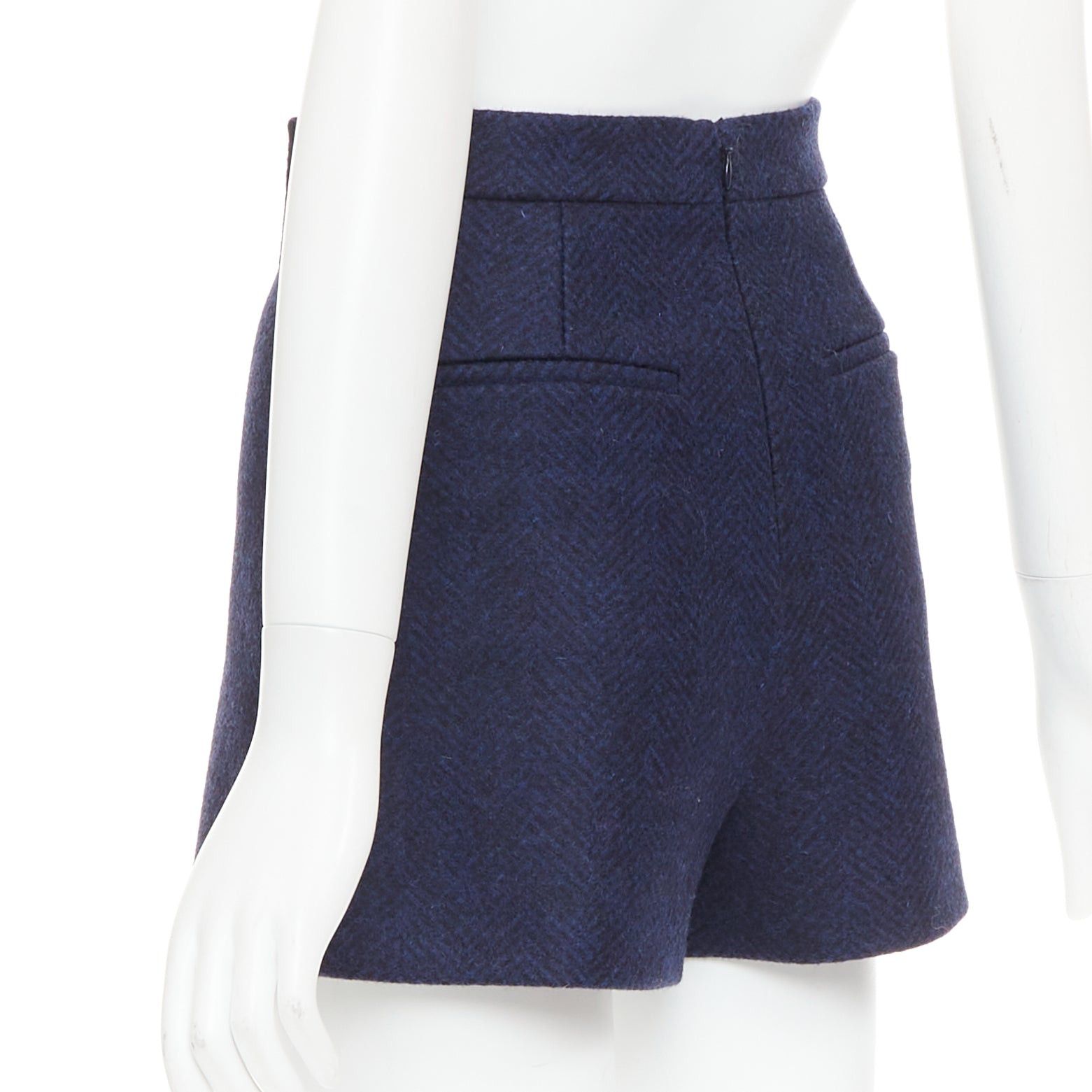 RED Valentino RED VALENTINO navy virgin wool nautical gold button high waist shorts IT36 XXS Size 25" / US 0 / IT 36 - 6 Thumbnail
