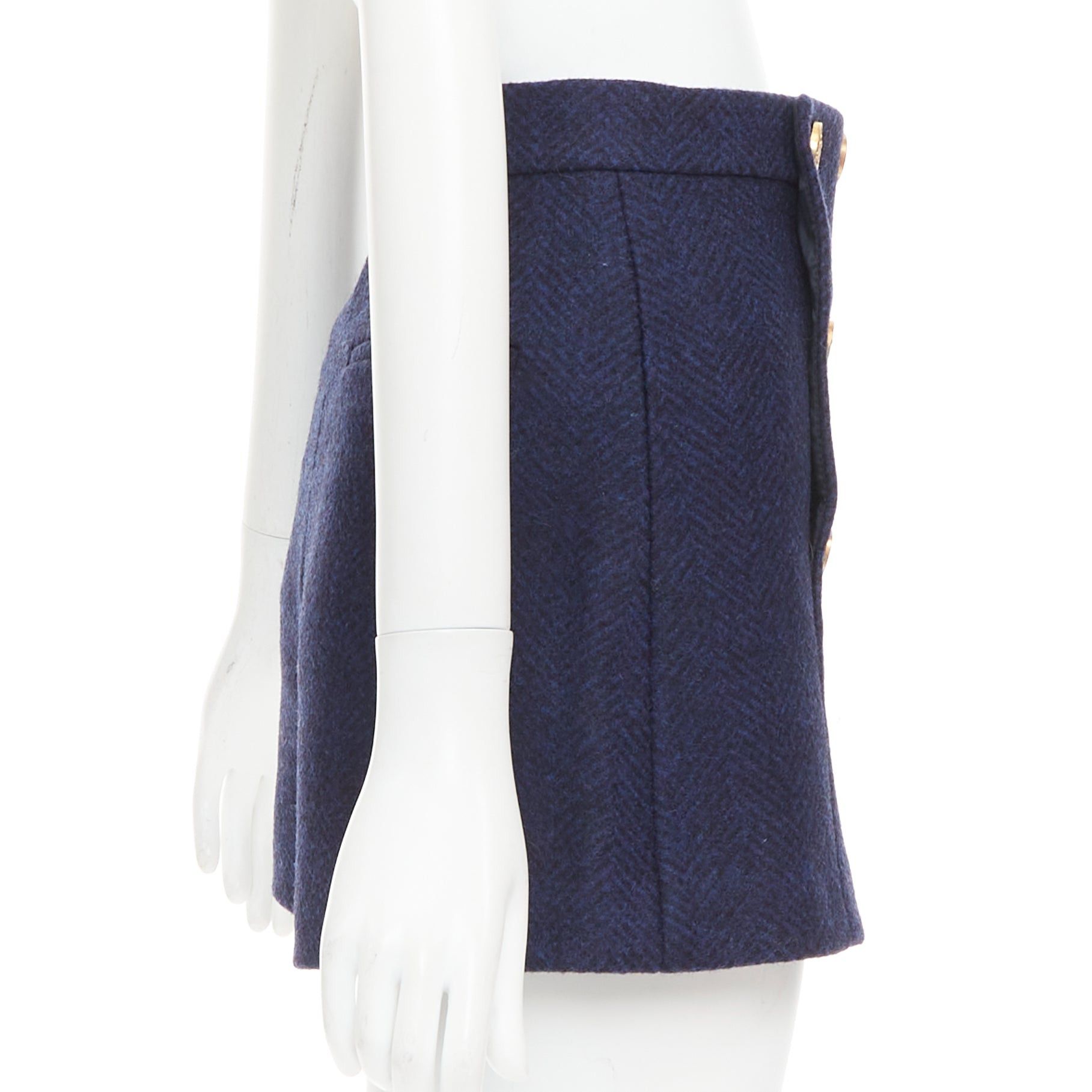 RED Valentino RED VALENTINO navy virgin wool nautical gold button high waist shorts IT36 XXS Size 25" / US 0 / IT 36 - 4 Thumbnail