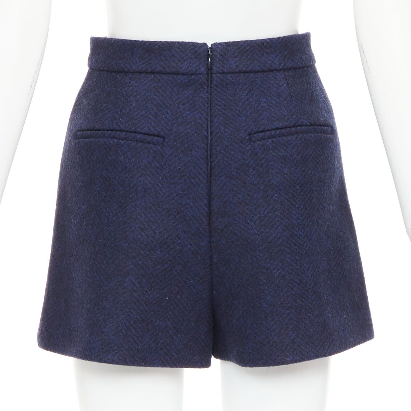 RED Valentino RED VALENTINO navy virgin wool nautical gold button high waist shorts IT36 XXS Size 25" / US 0 / IT 36 - 5 Thumbnail