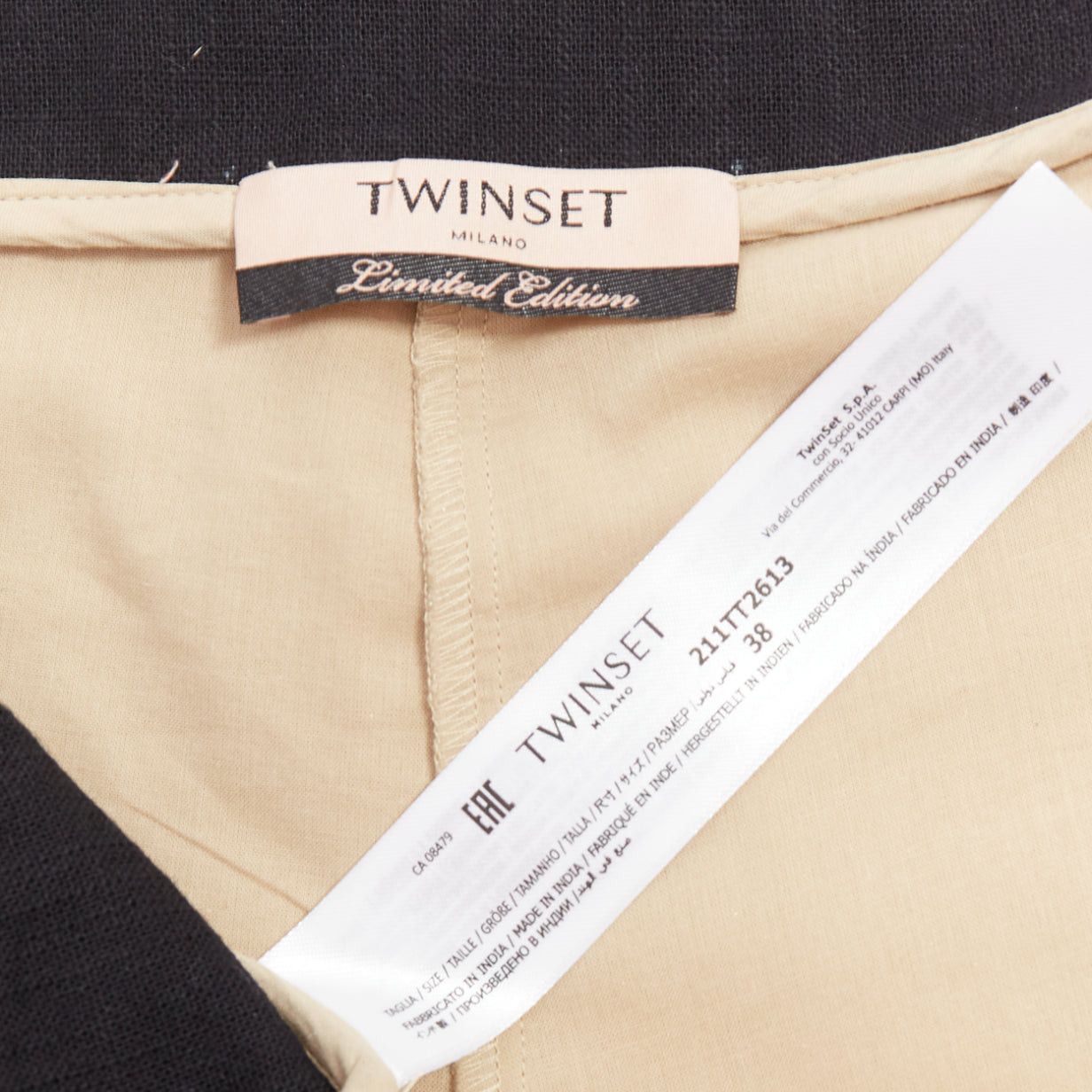 TWINSET TWINSET Limited Edition gold black linen cotton blend embellished wide shorts IT38 XS Size 26" / US 2 / IT 38 - 8 Thumbnail