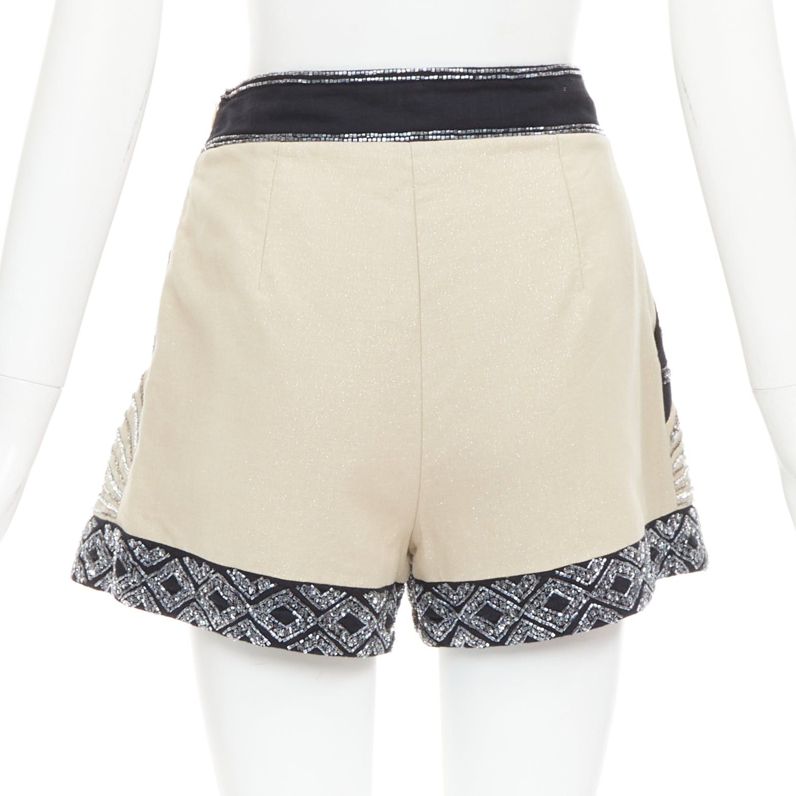 TWINSET TWINSET Limited Edition gold black linen cotton blend embellished wide shorts IT38 XS Size 26" / US 2 / IT 38 - 5 Thumbnail
