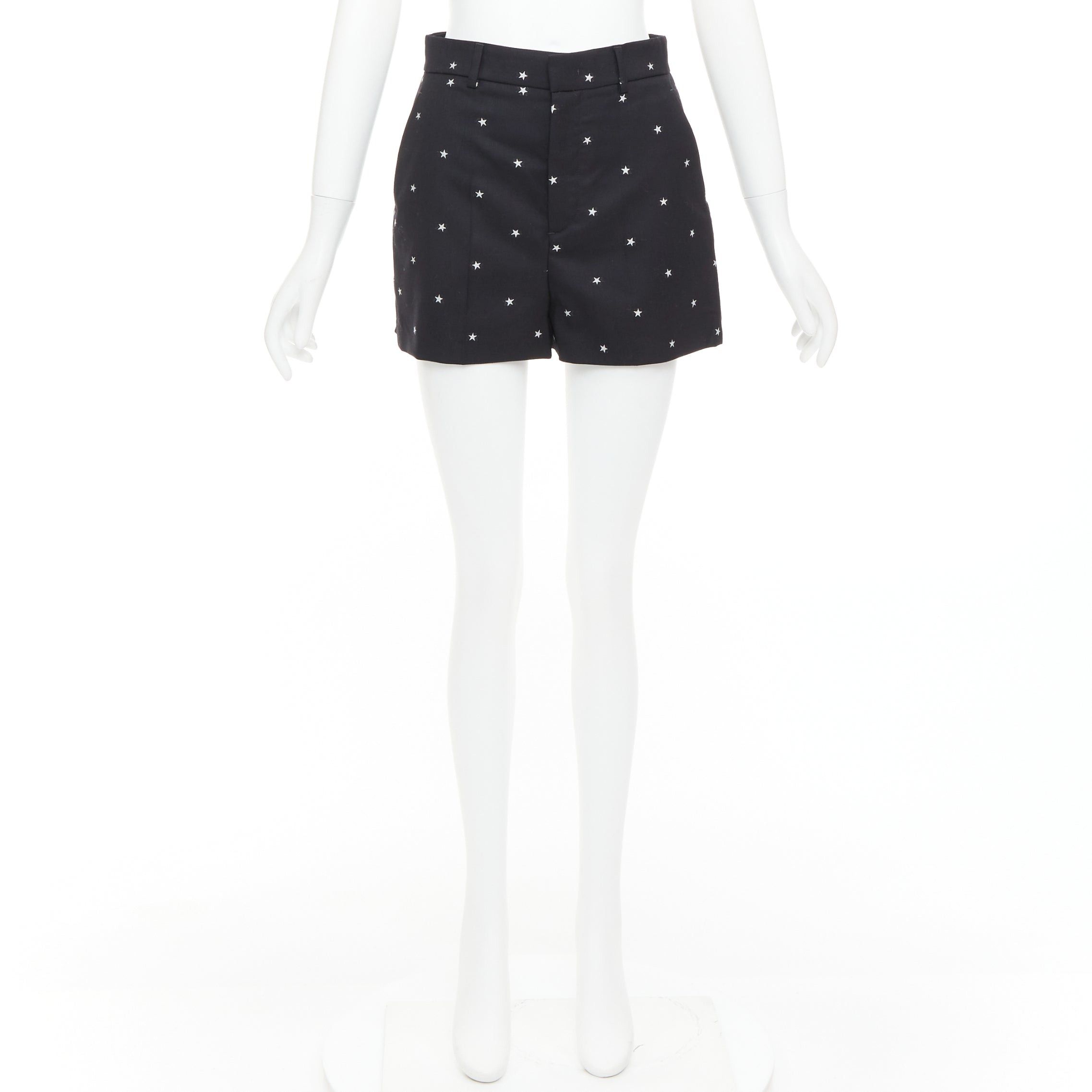RED Valentino RED VALENTINO black white star intarsia wool blend mini shorts IT38 XS Size 26" / US 2 / IT 38 - 9 Thumbnail