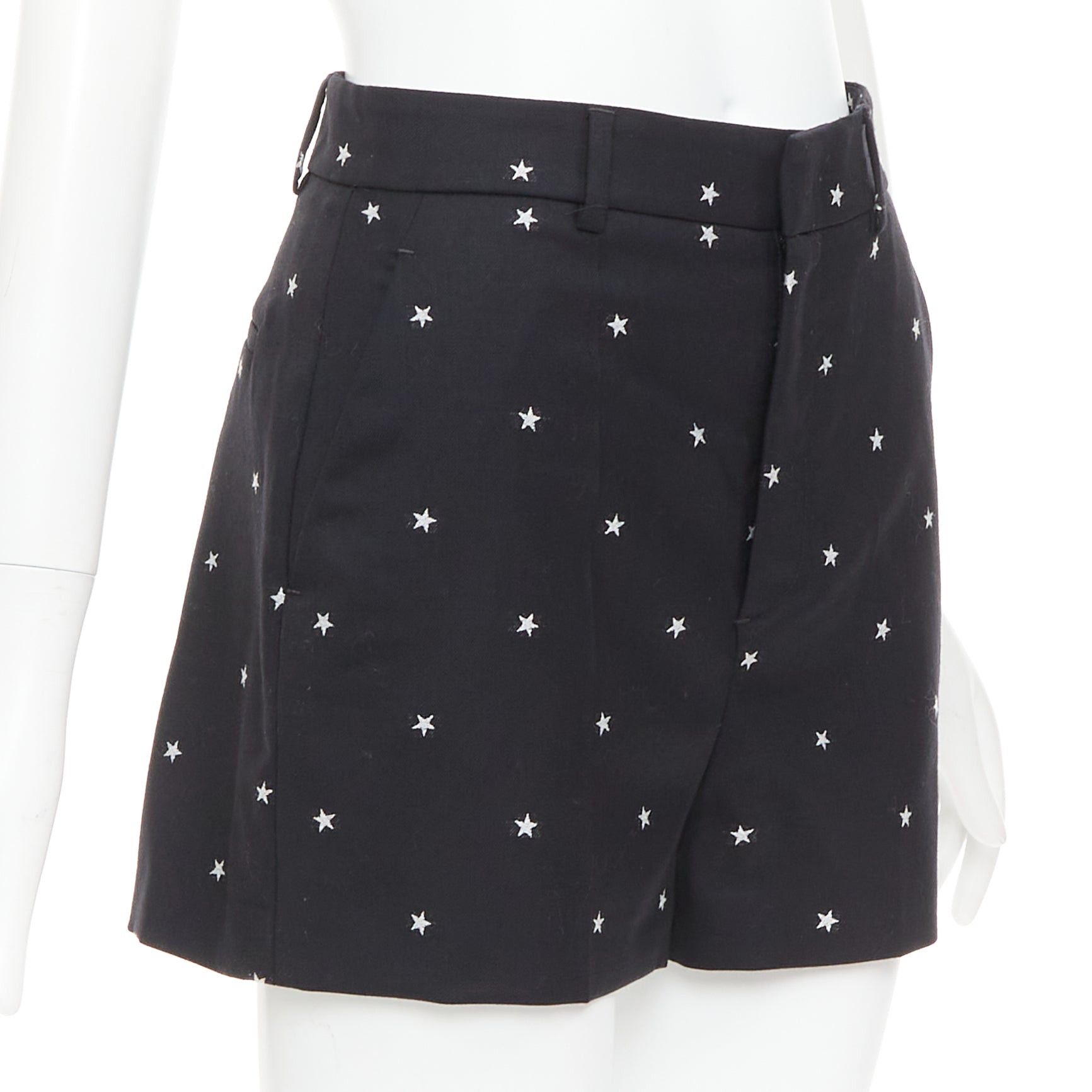 RED Valentino RED VALENTINO black white star intarsia wool blend mini shorts IT38 XS Size 26" / US 2 / IT 38 - 3 Thumbnail