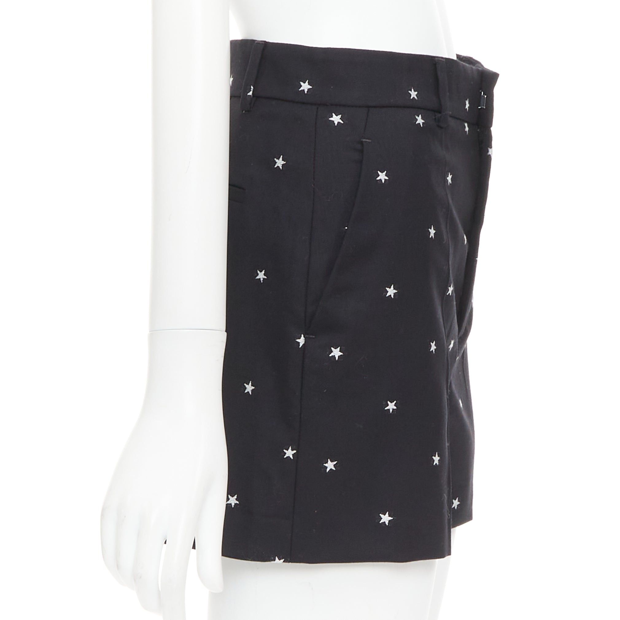RED Valentino RED VALENTINO black white star intarsia wool blend mini shorts IT38 XS Size 26" / US 2 / IT 38 - 4 Thumbnail