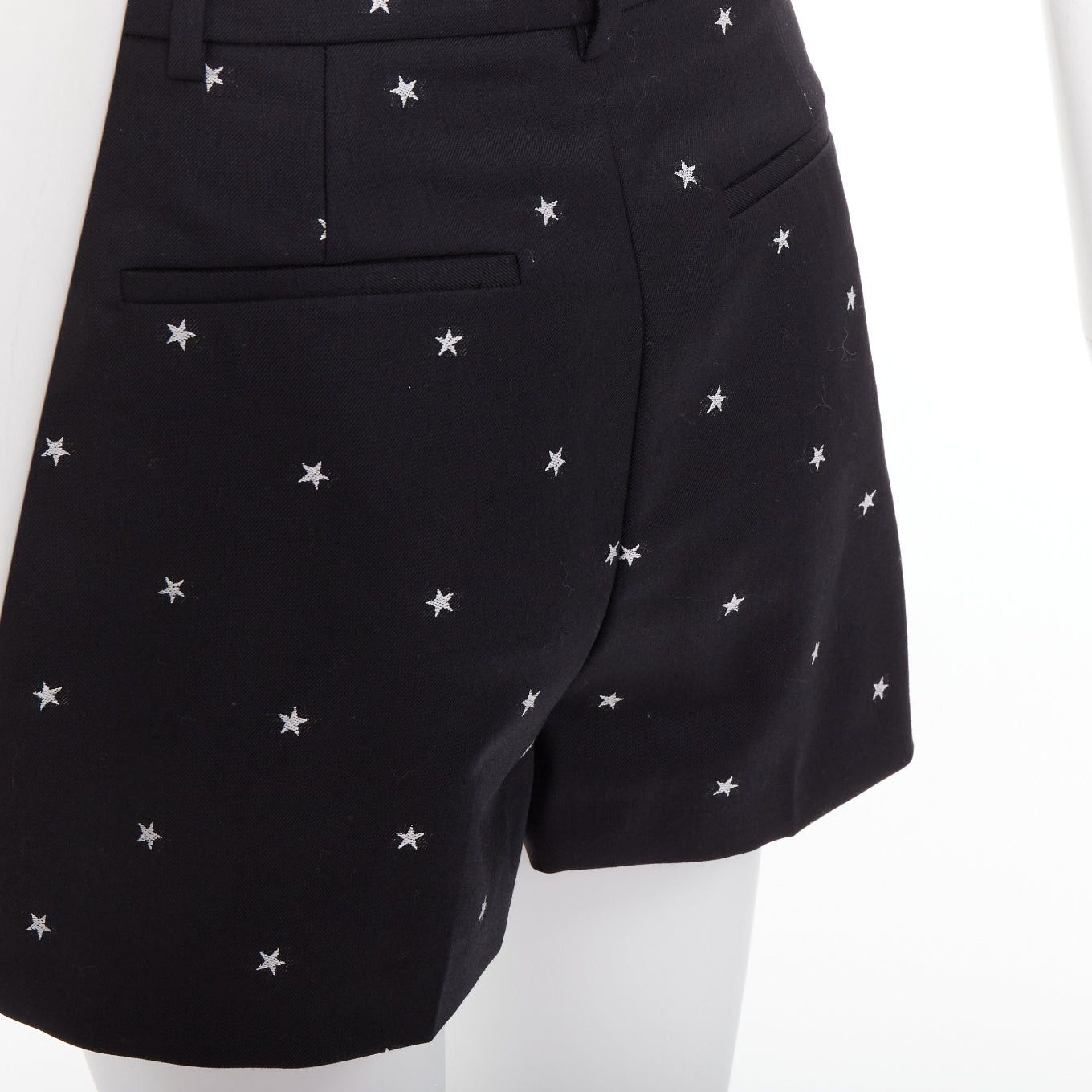 RED Valentino RED VALENTINO black white star intarsia wool blend mini shorts IT38 XS Size 26" / US 2 / IT 38 - 7 Thumbnail