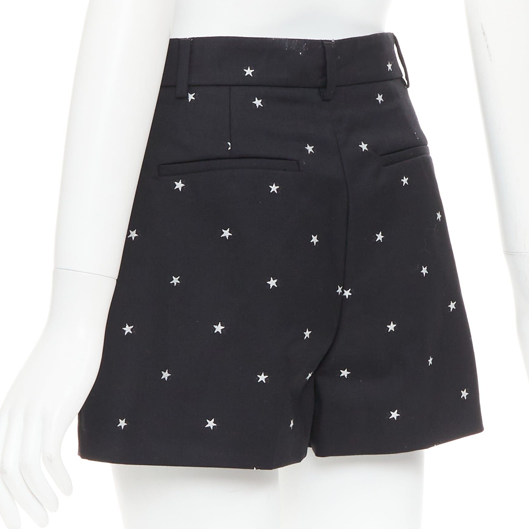 RED Valentino RED VALENTINO black white star intarsia wool blend mini shorts IT38 XS Size 26" / US 2 / IT 38 - 6 Thumbnail