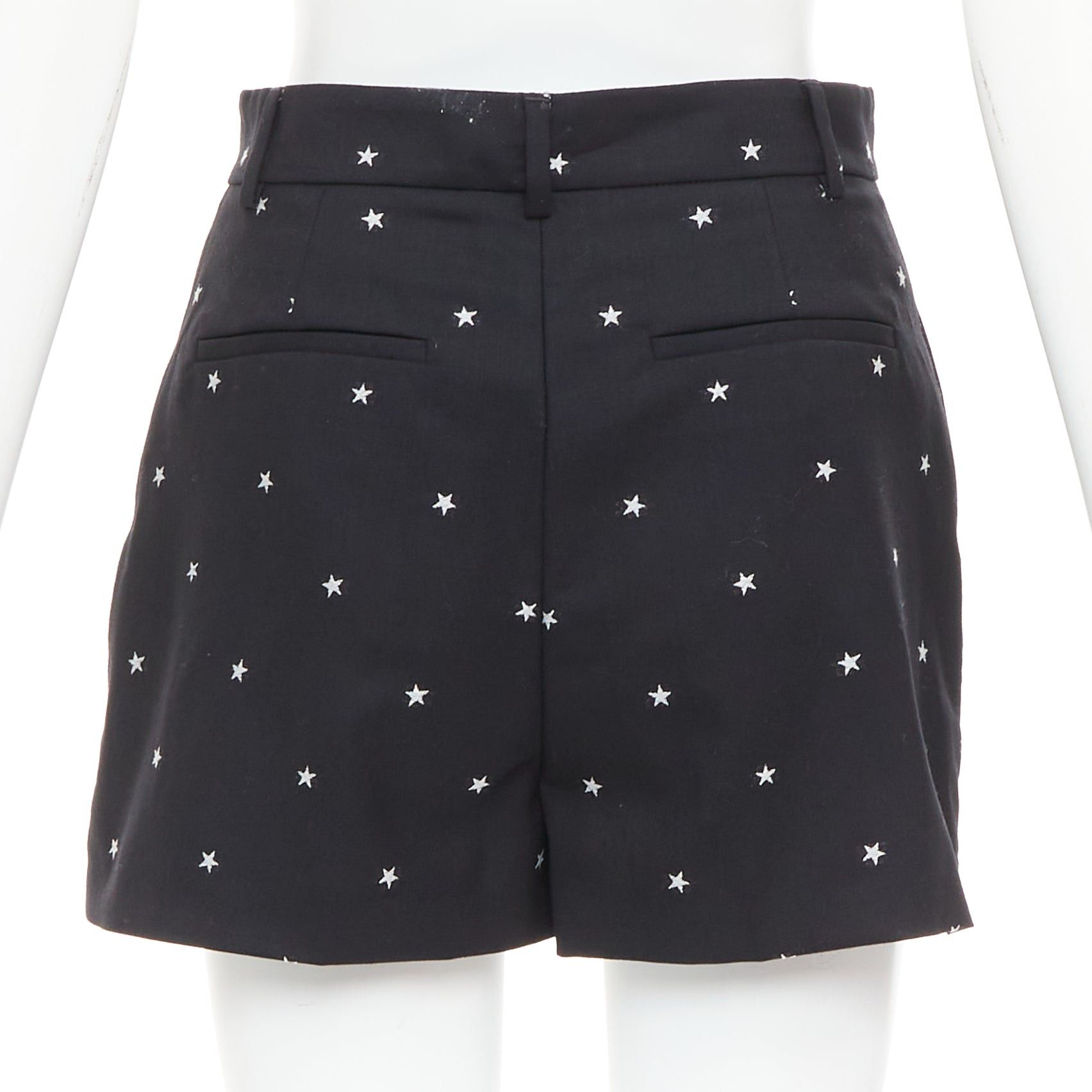 RED Valentino RED VALENTINO black white star intarsia wool blend mini shorts IT38 XS Size 26" / US 2 / IT 38 - 5 Thumbnail