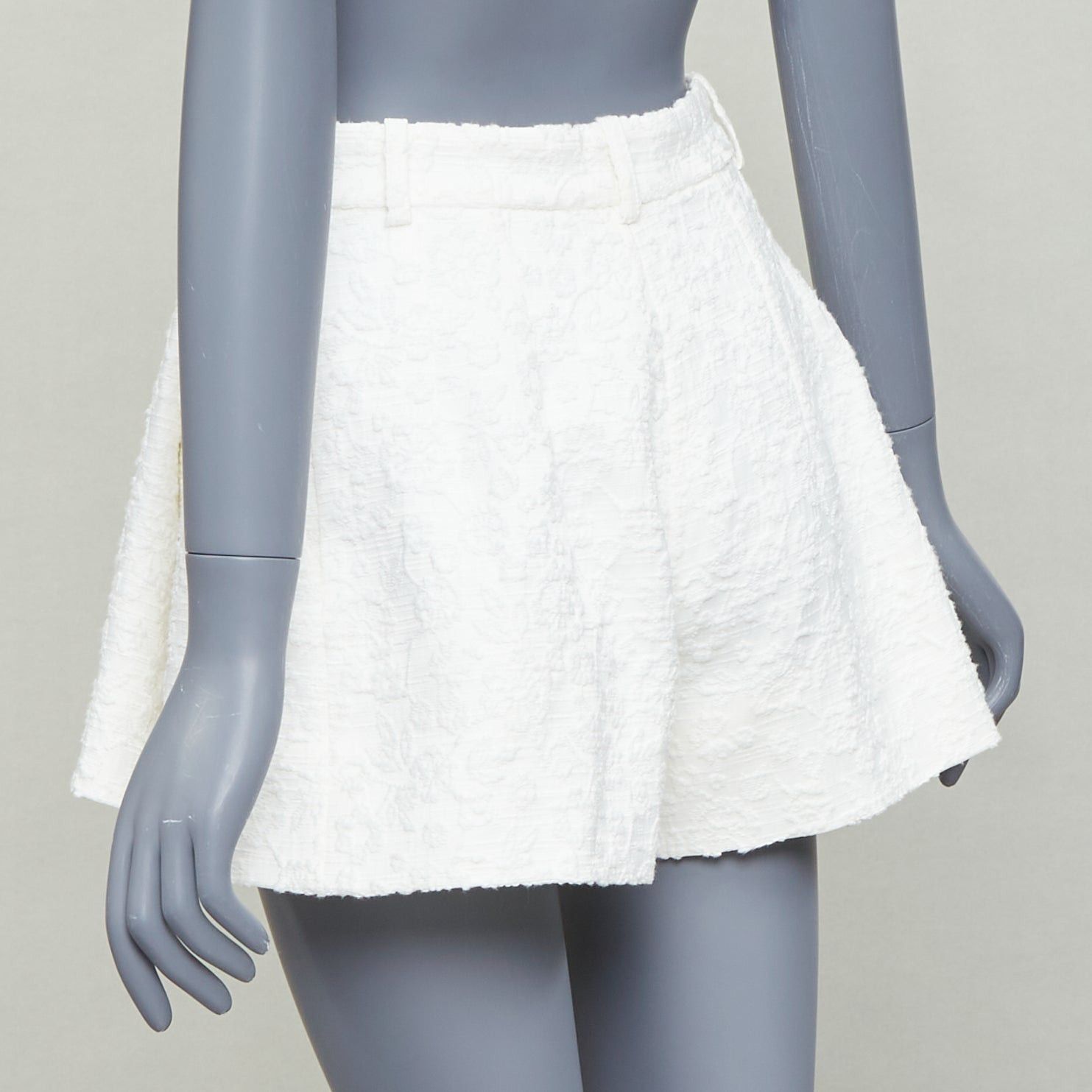 Other THE MANNEI cream floral cotton jacquard high waisted flare shorts IT36 XXS Size 25" / US 0 / IT 36 - 6 Thumbnail