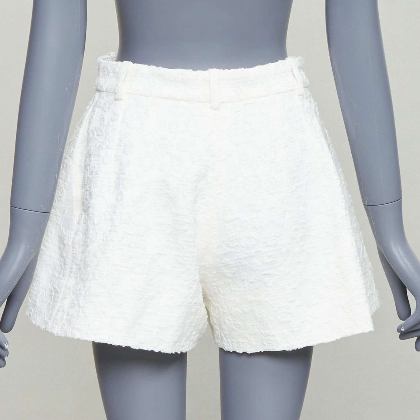 Other THE MANNEI cream floral cotton jacquard high waisted flare shorts IT36 XXS Size 25" / US 0 / IT 36 - 5 Thumbnail