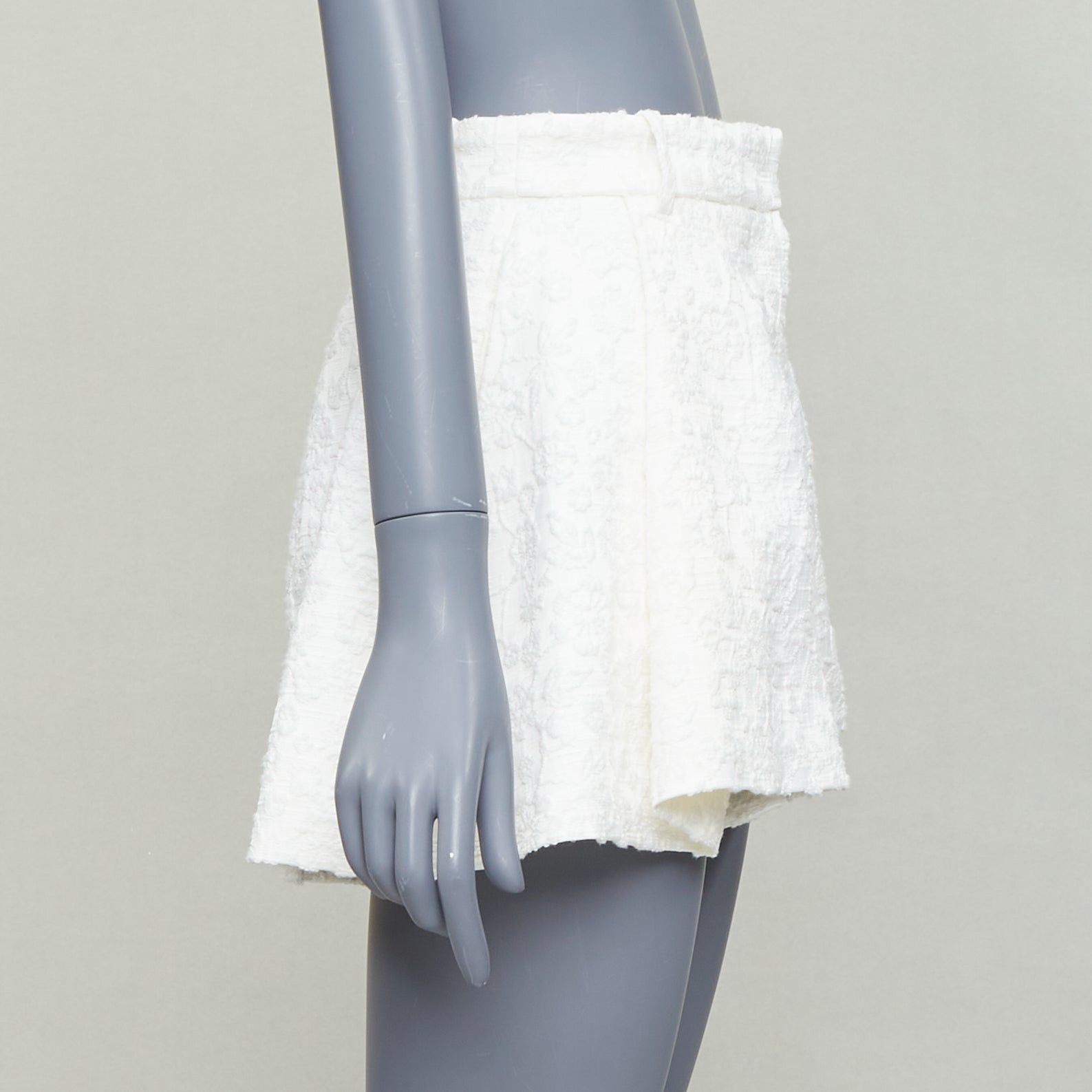 Other THE MANNEI cream floral cotton jacquard high waisted flare shorts IT36 XXS Size 25" / US 0 / IT 36 - 4 Thumbnail
